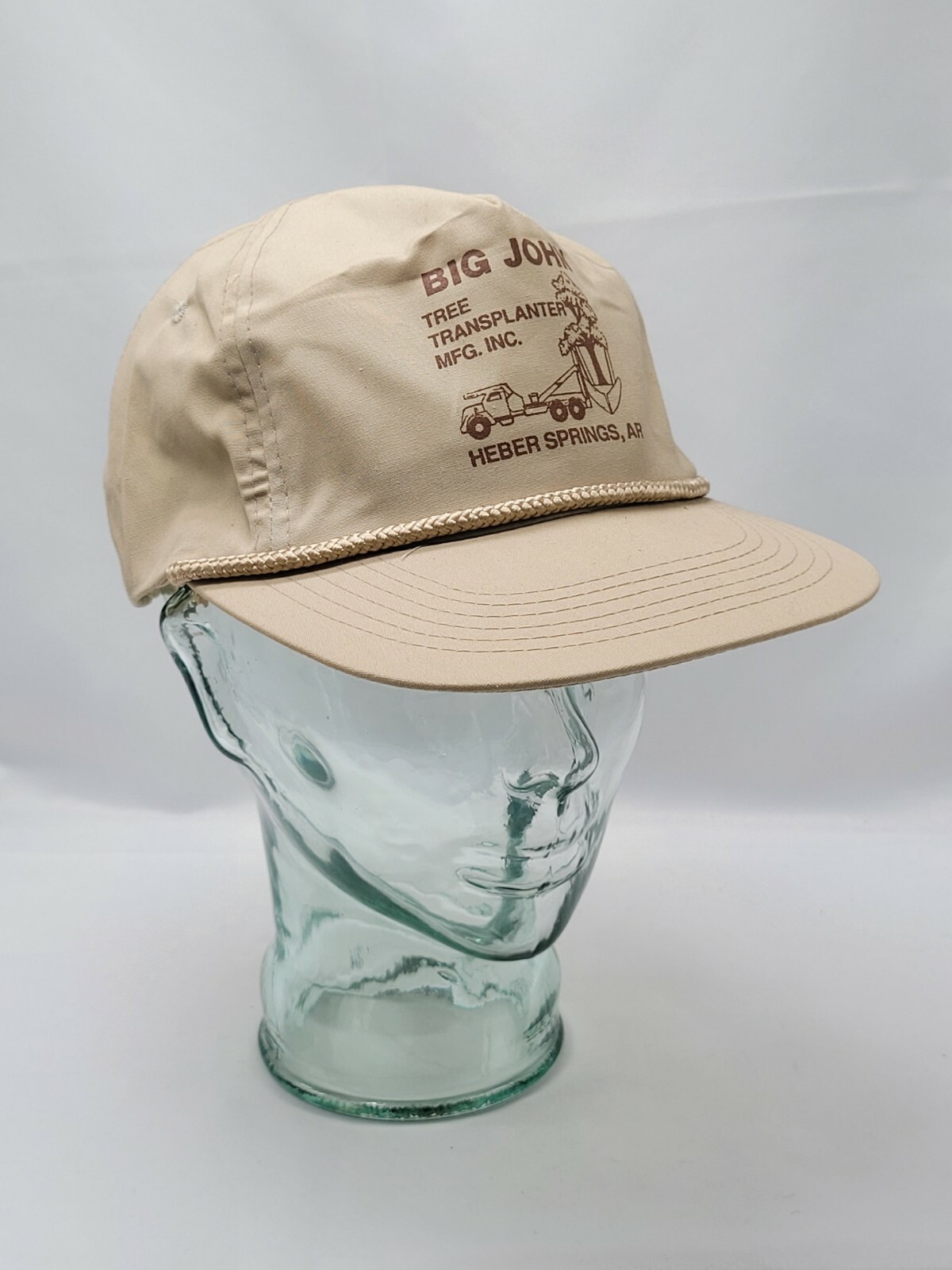 Big John Tree Transplanter Mfg. Inc. Vintage Tan Trucker Hat Snap Back EUC
