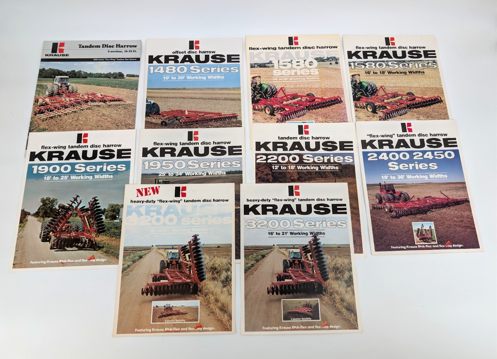 10pc LOT Vintage Krause Tandem Offset Heavy-duty Flex-wing Disc Harrow Brochures