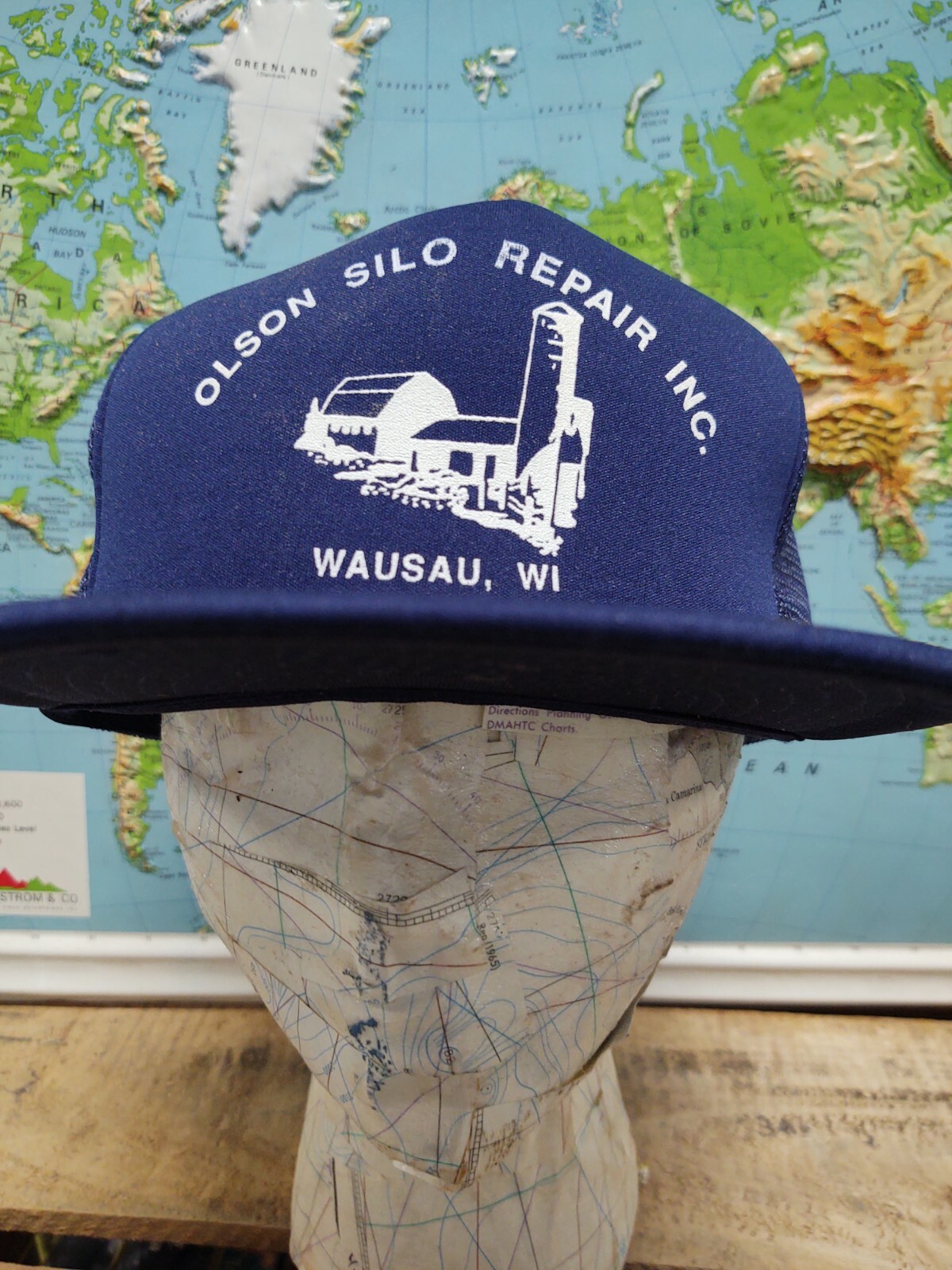 Vintage Trucker Snap Back Olson Silo Repair Farm Hat Hats Clothing Wausau WI
