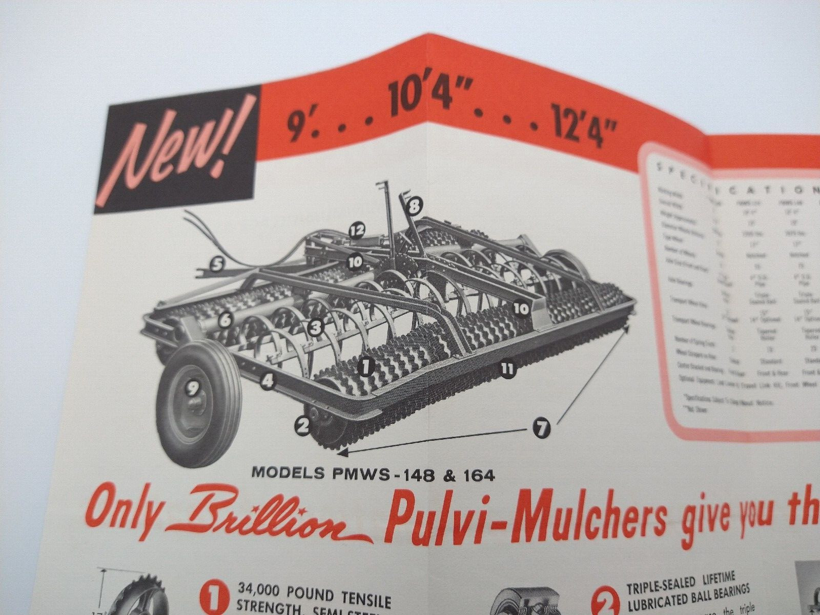 VTG 1960s BRILLION IRON WORKS Pulvi Mulchers Brochure Farm Tools