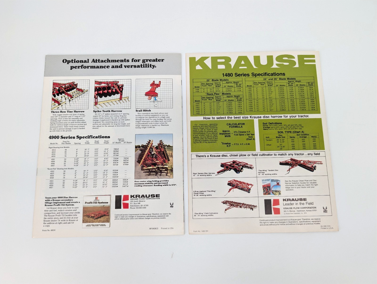 10pc LOT Vintage Krause Tandem Offset Heavy-duty Flex-wing Disc Harrow Brochures