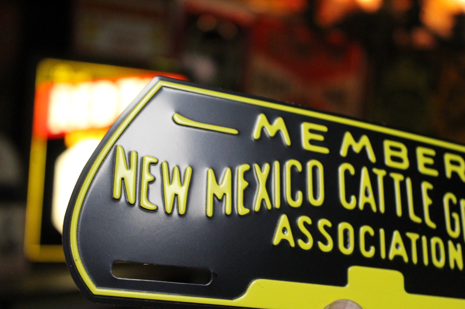 NEW MEXICO CATTLE CROWER MEMBER CO-OP FARM DEALER EMBOSSED METAL SIGN GAS OIL