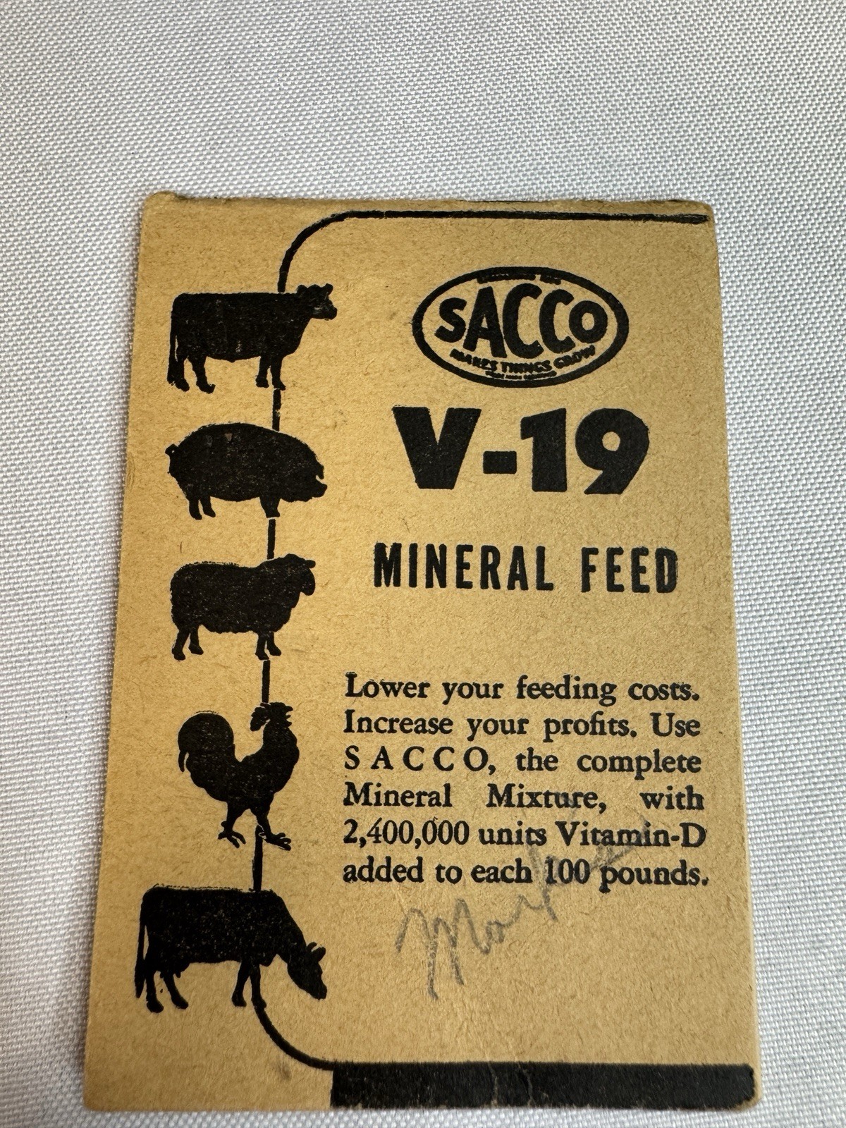 Vintage Sacco V-19 mineral feed paper pocket size memo pad (lot of 2) 1940-50s