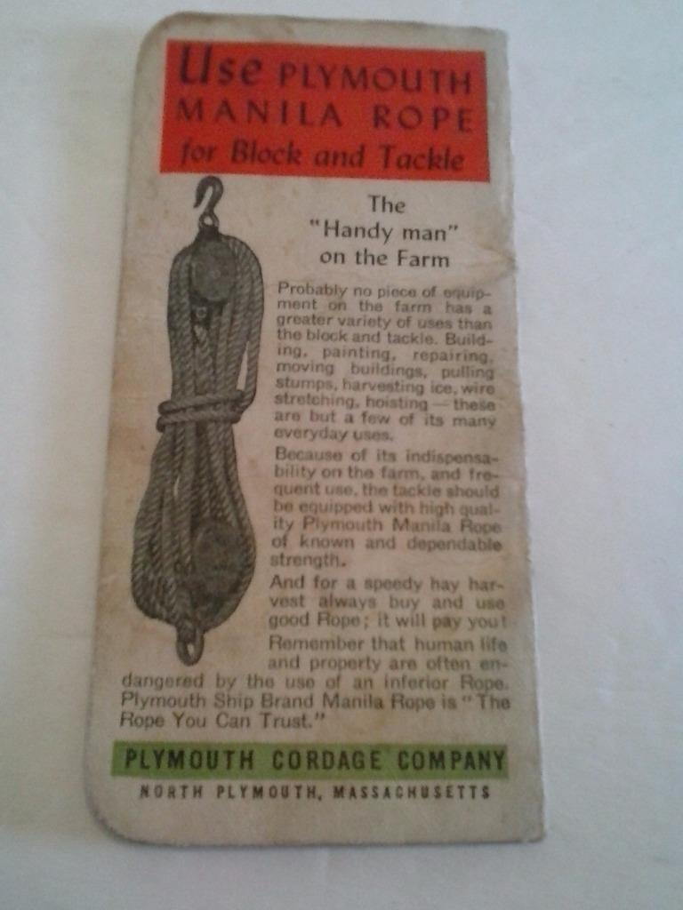 Plymouth Cordage Twine Memorandum Book 1940 41 Calendar Plymouth MASS Vintage