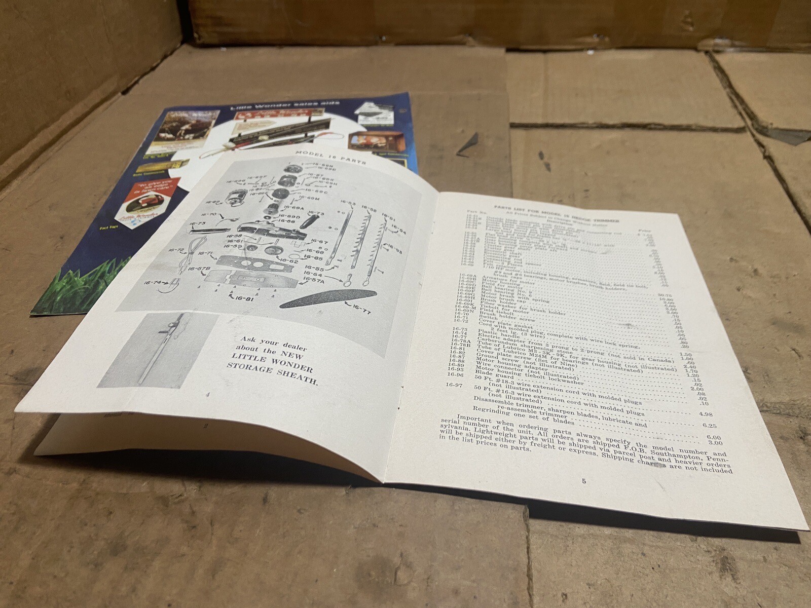 Little Wonder Hedge Trimmer Edger Mower Brochure + Model 8 16 30 Parts List 1964