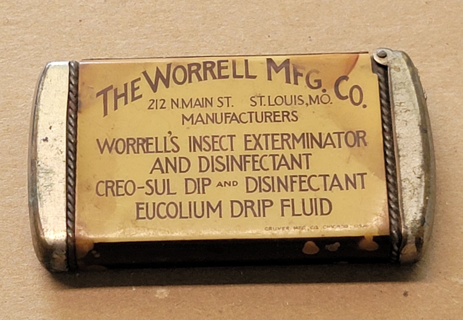 THE WORRELL MFG. CO. ST. LOUIS MISSOURI INSECTICIDES J.C. CRUTTWELL VTG Antique