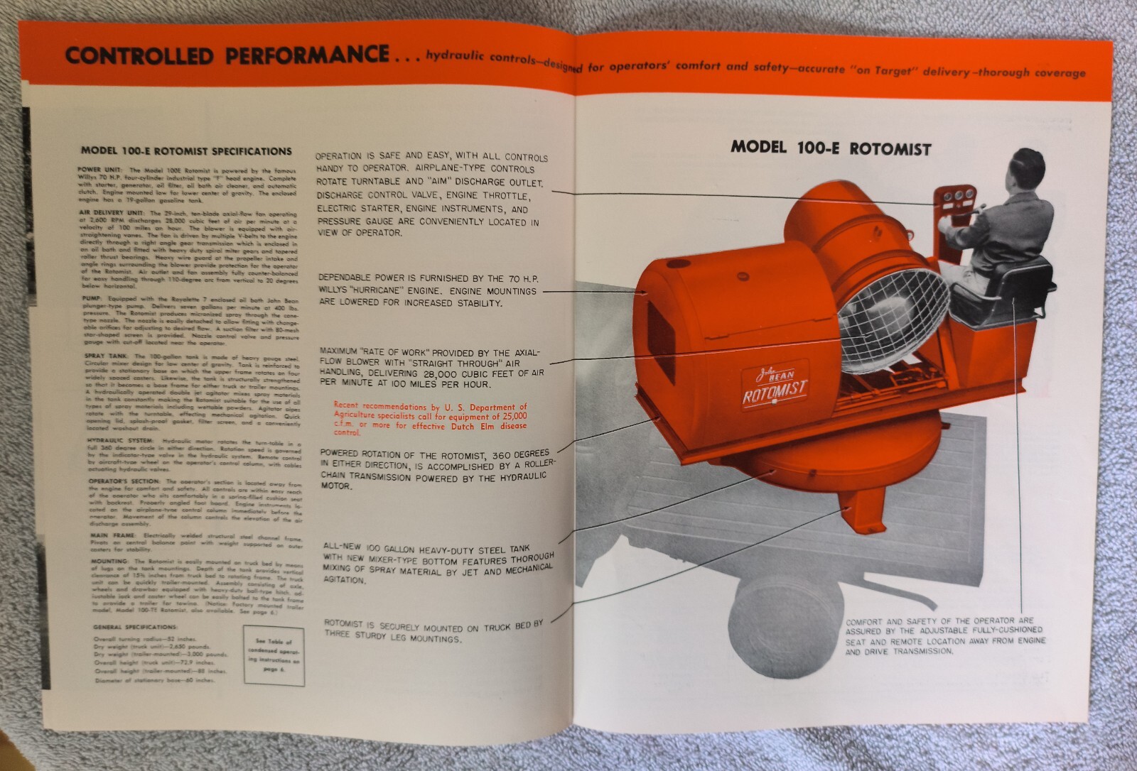 VINTAGE 1956 JOHN BEAN ROTOMIST SPRAYERS 8 Page BROCHURE