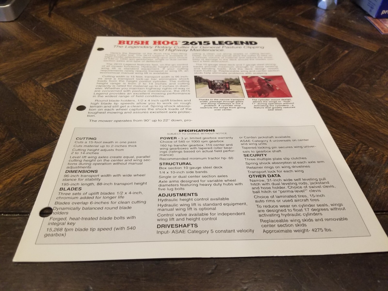 BUSH HOG Sales Brochure 4 Pages Rotary Cutters 2615 3615