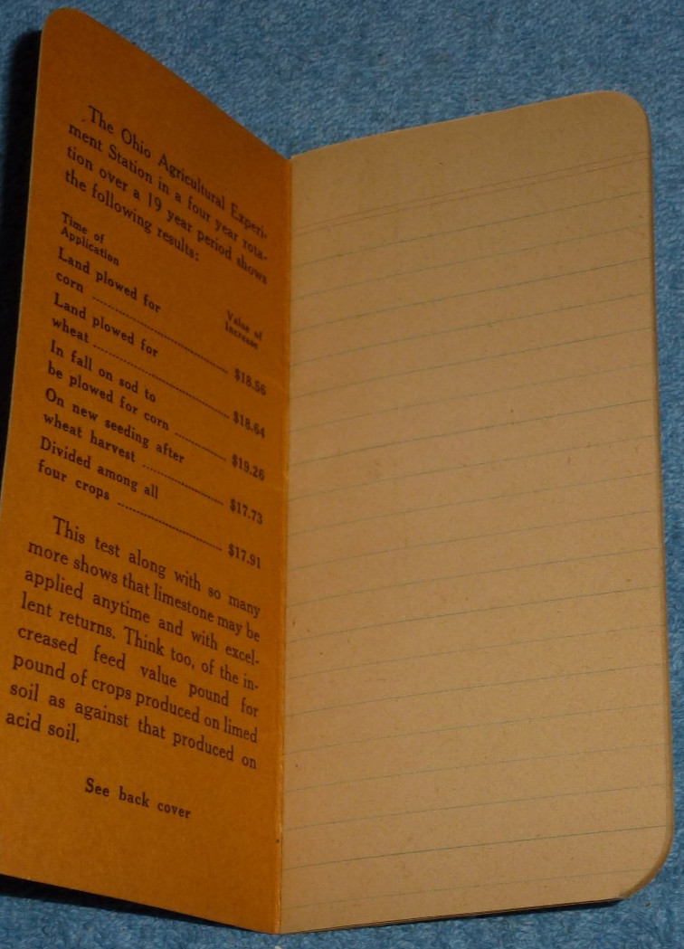 Vtg Piqua Stone Products Co Limestone Ohio Pocket Memo Notebook 1948-49 Calendar