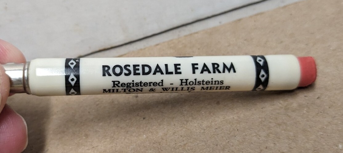 Vintage Rosedale Farm Holsteins Milton Willis Meier Farmersburg IA Bullet Pencil