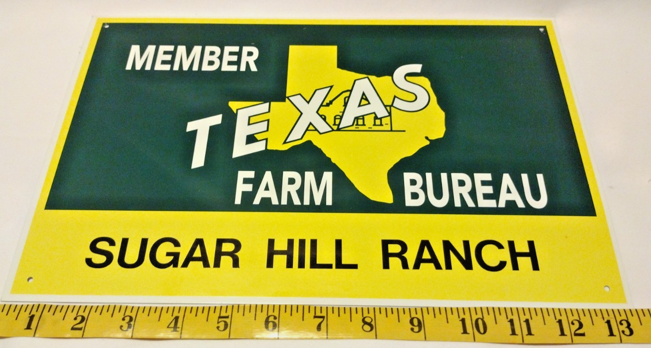 Vintage Texas Farm Bureau AFBF Member Agricultural Sign Fantastic Condition B2