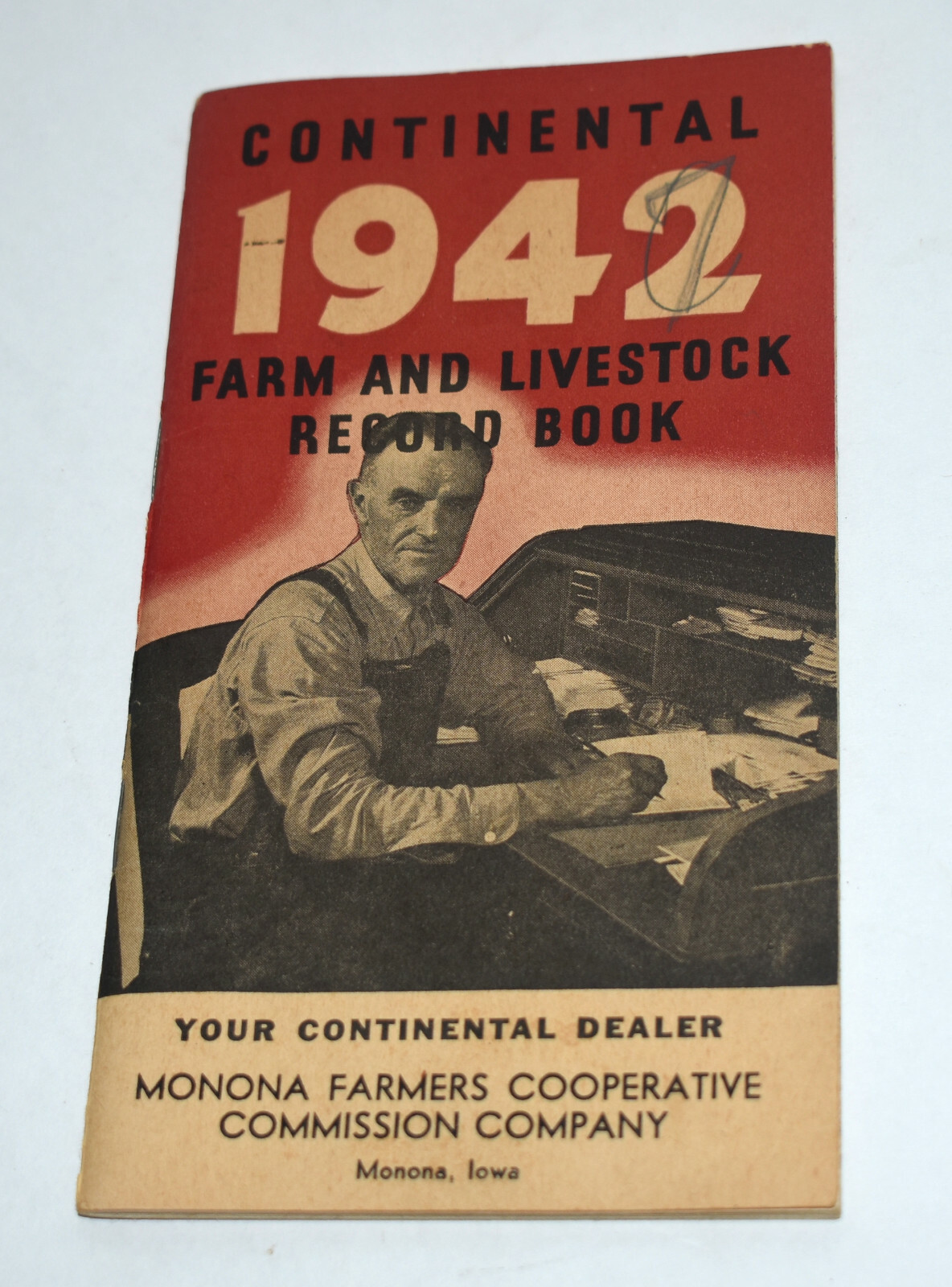Vintage 1942 Continental Farm Livestock Record Book Advertising Ledger MONONA IA