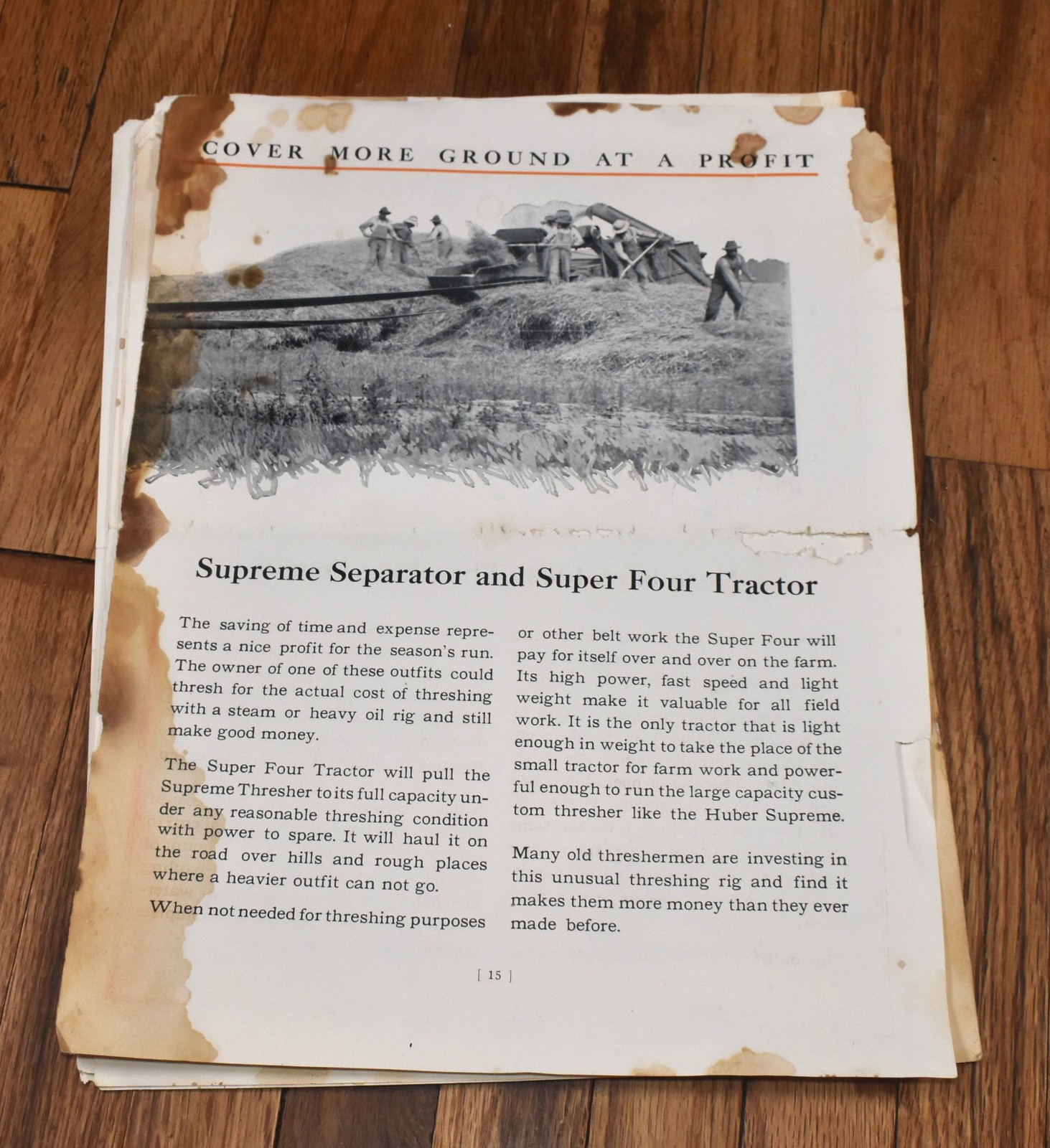 Vintage Huber Supreme Thresher Farm Threshing Machine Advertising Sales Brochure