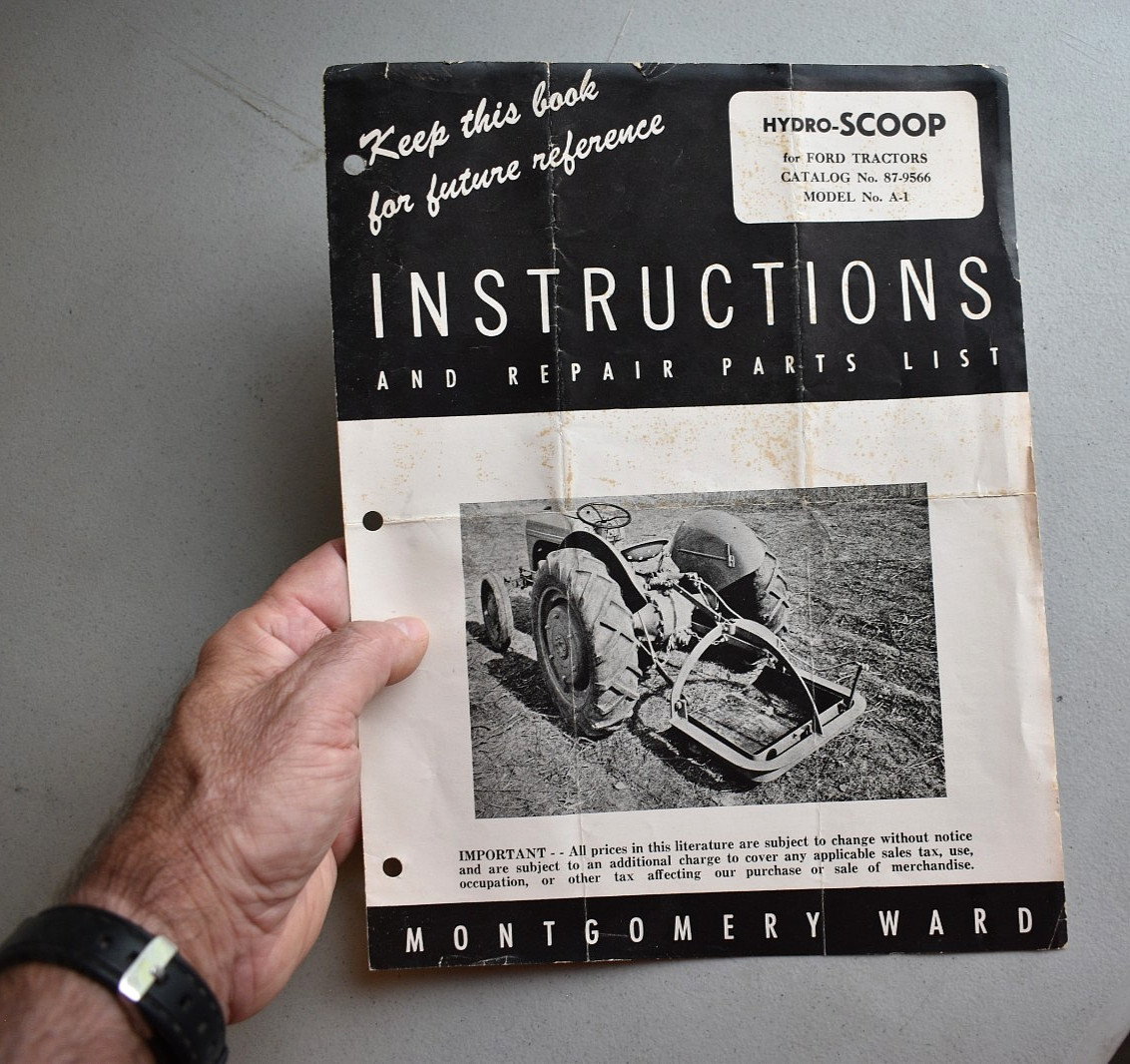Hydro Scoop Ford Tractor 1950s Instructions & Repair Parts List Brochure Catalog