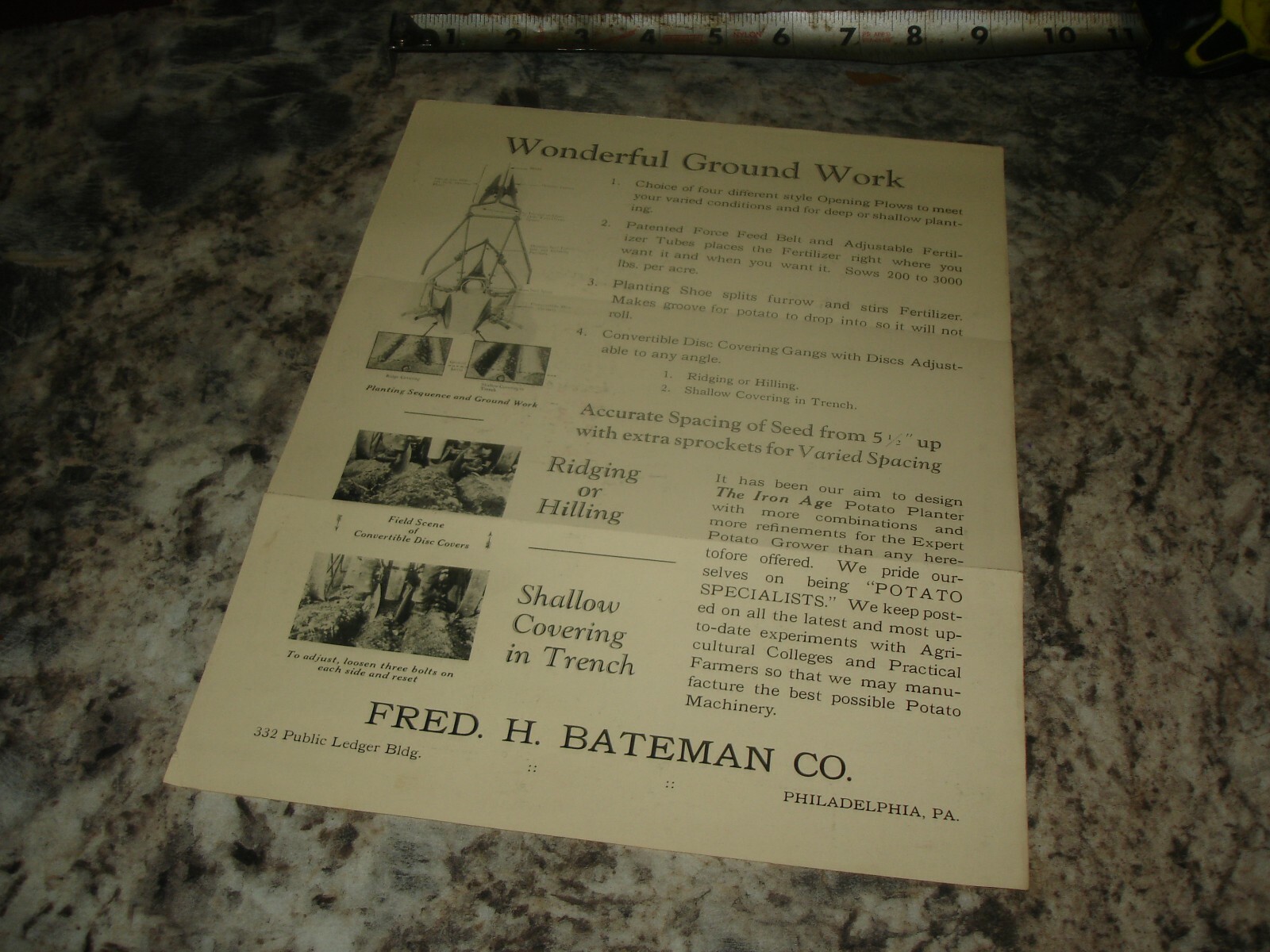 Vintage Iron age potato planters Fred H Bateman co ad brochure Old antique
