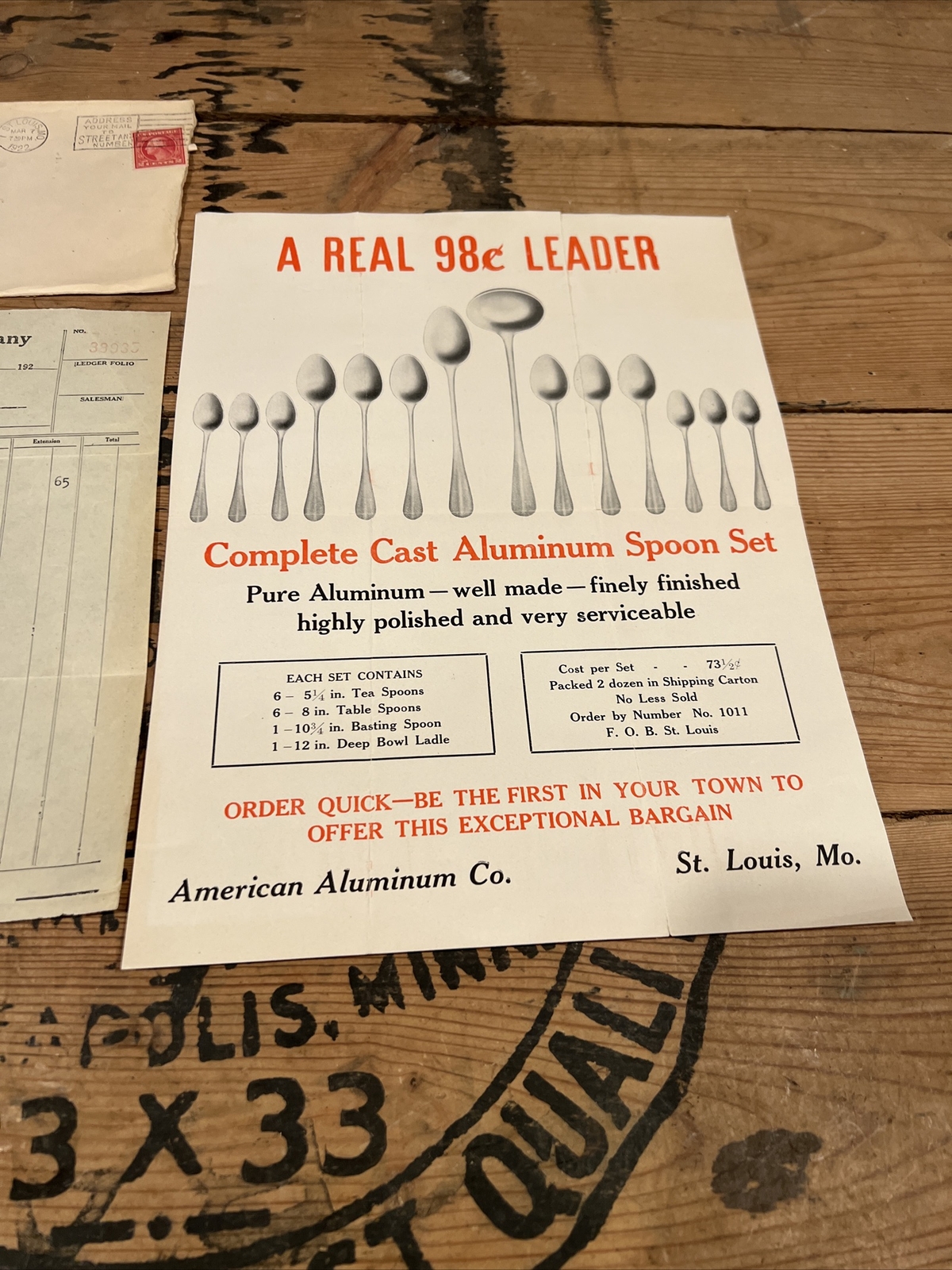 1922 & 1923 American Aluminum Co St Louis MO Paper Letter Brochure Ephemera