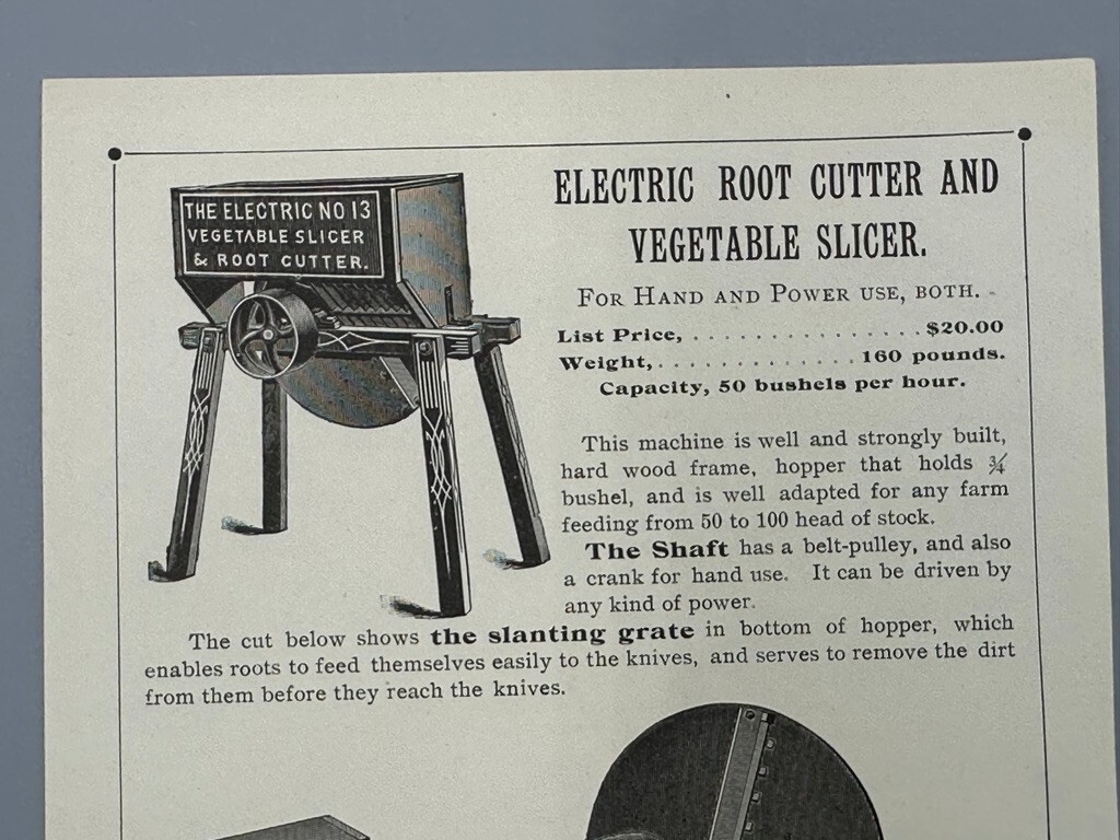 1890s EMPIRE Ag Works Vegetable Root Slicer FARM ADVERTISING Circular Cobleskill