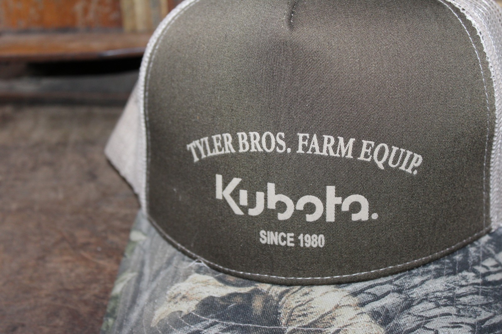 Tyler Brothers Farm Equipment Maryville TN Kubota Mesh Camo Trucker&rsquo;s Hat Cap