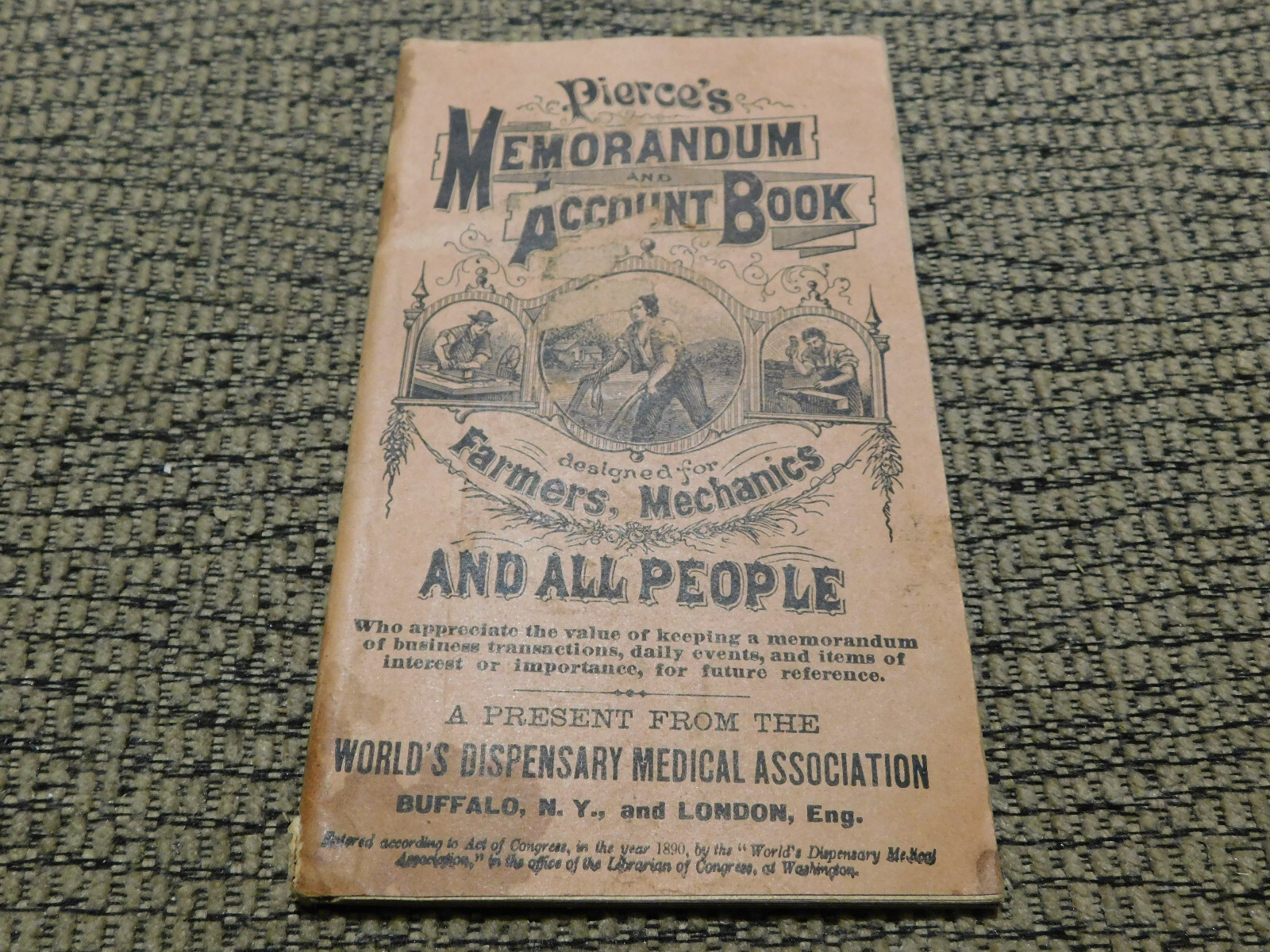 1892 1893 Pierce&rsquo;s Memorandum Account Book Farm Equipment Notebook 5.6 x 3.4&Prime;