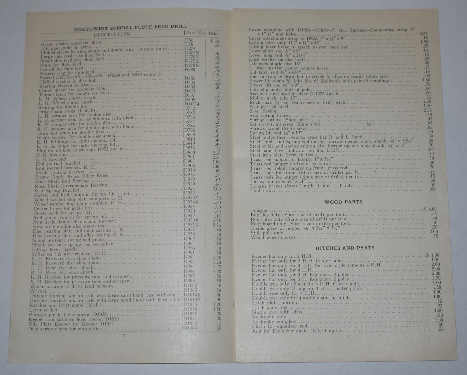 Vintage PEORIA Drill Seeder Co Farm NORTHWEST SPECIAL DRILL REPAIR LIST CATALOG