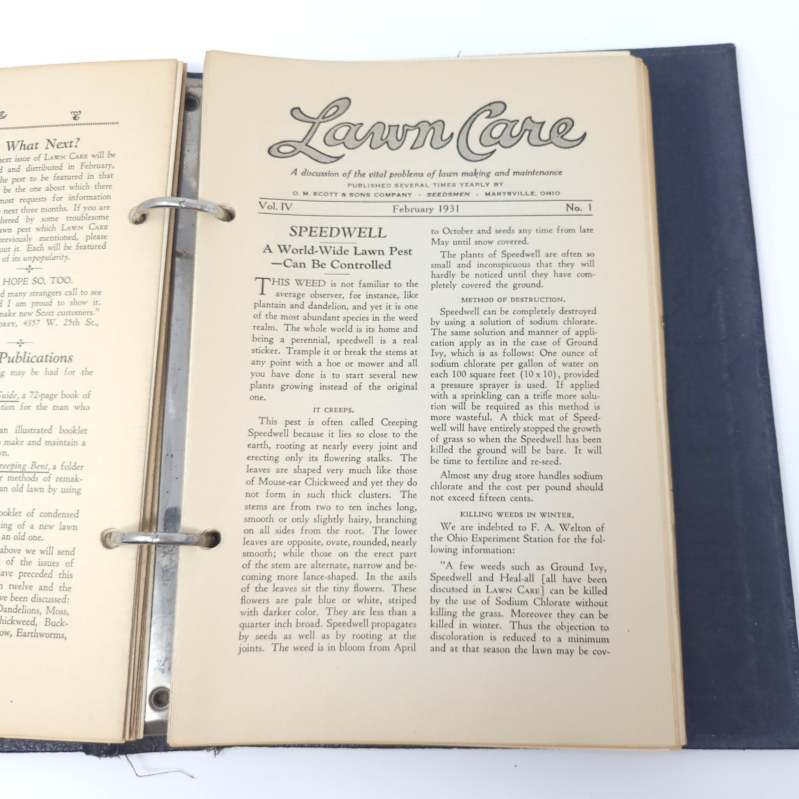 Vtg Scotts Lawn Care Binder 1928 Bulletin Inserts O M Scott & Sons Co