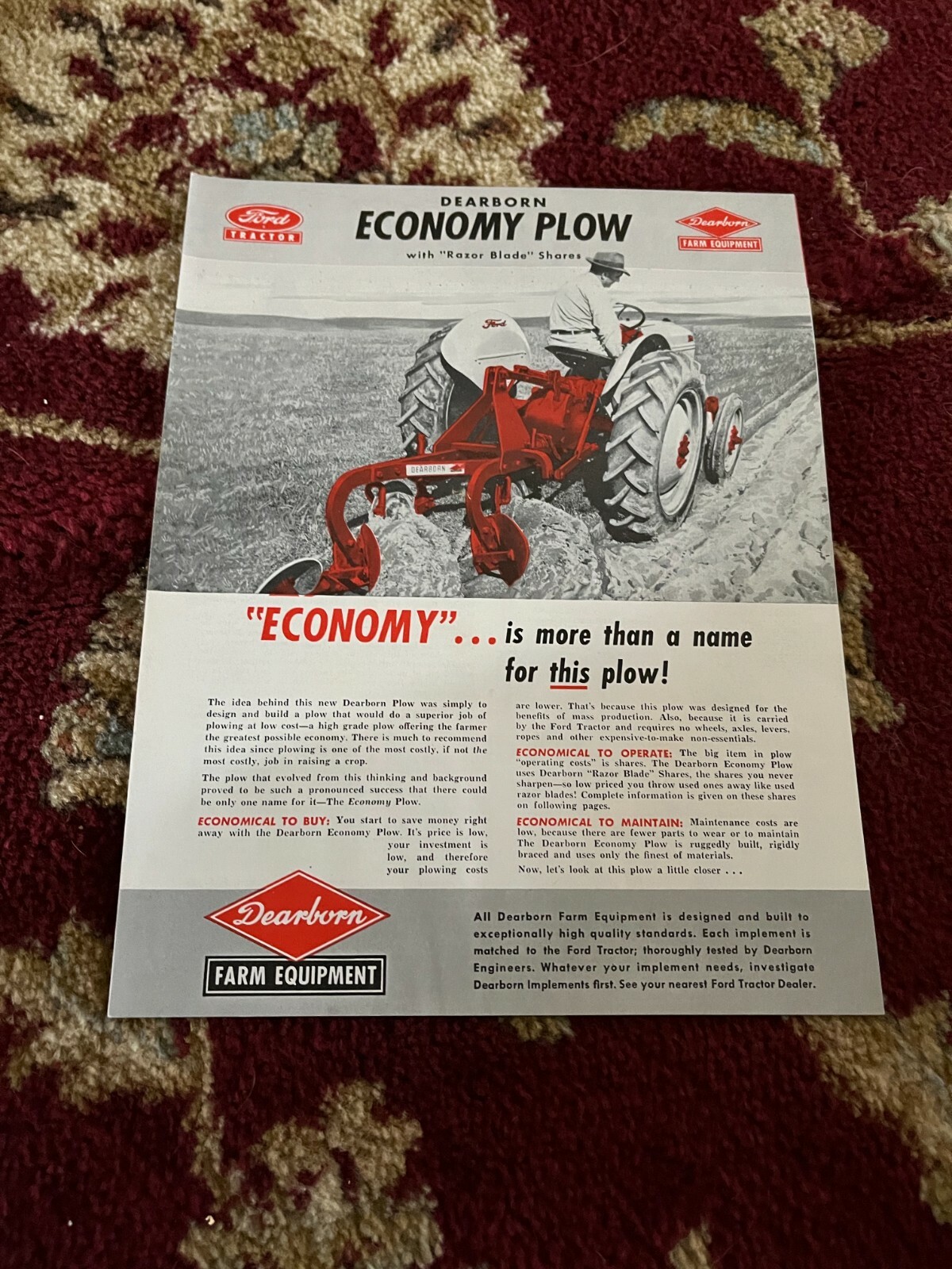 Ford Tractor Dearborn Economy Plow Brochure FCCA