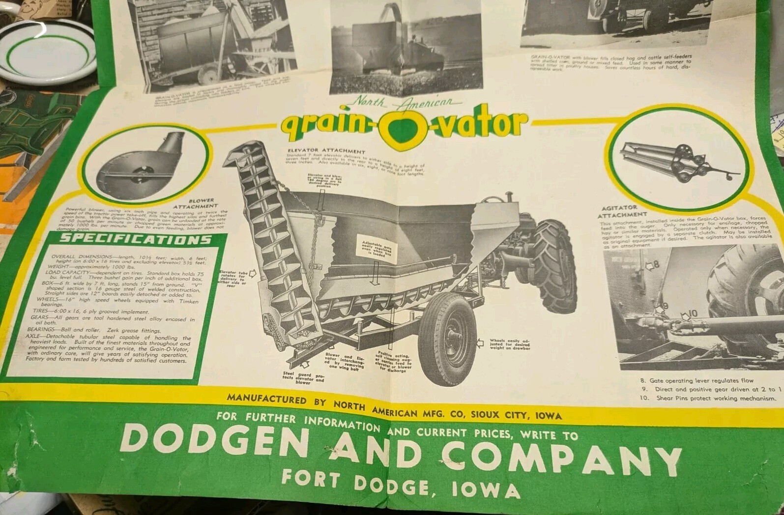 VTG Grain-O-Vator Brochure Dodgen & Co Ft Dodge & No. American Mfg Sioux City IA