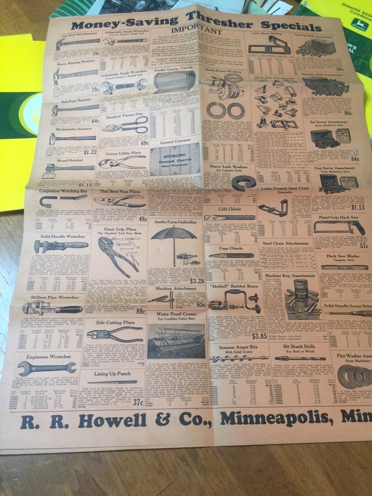 R. R. Howell & Co Minneapolis Mn Money-saving thresher Specials Flyer/Ad