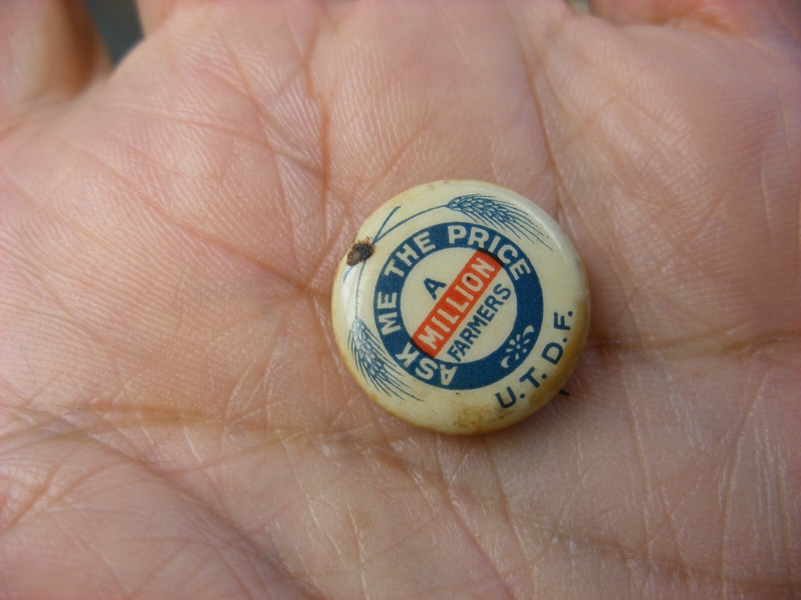 Vtg 1930s U. T. D. F. Unit Test Demonstration Farms Agriculture Advertising Pin