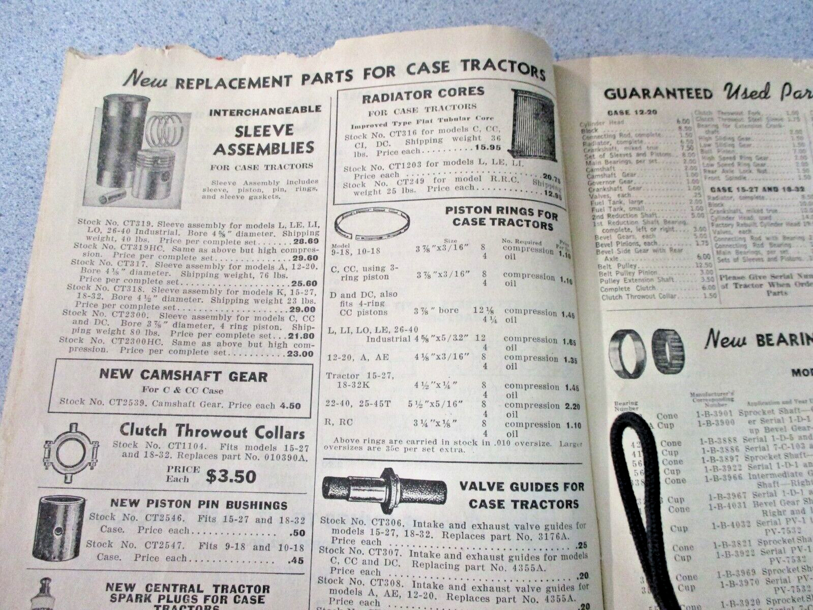 1945 Tractor Parts Central Tractor Wrecking Co Catalog /With Order form