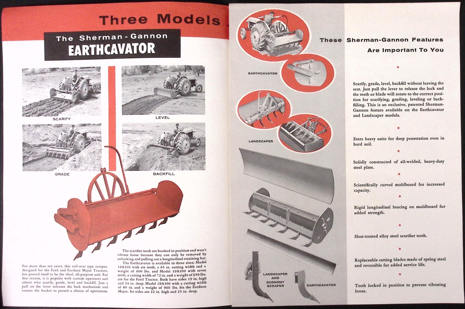 1957 Sherman Gannon Earthcavator Landscaper Scraper Brochure Sherman Products