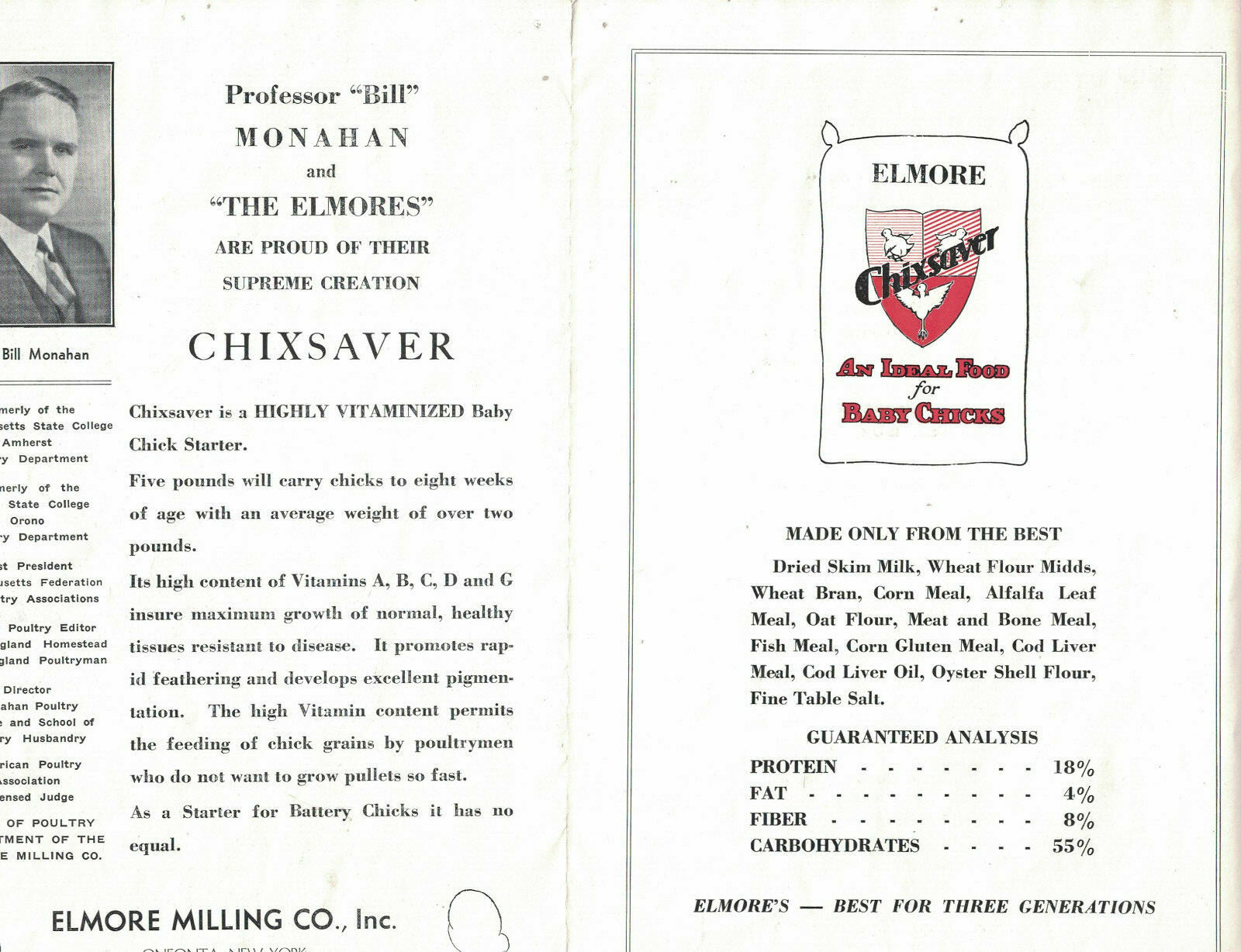 1930s Elmore&rsquo;s Chicksaver Care Feeding Chicks Bill Monahan Elmore Milling NY