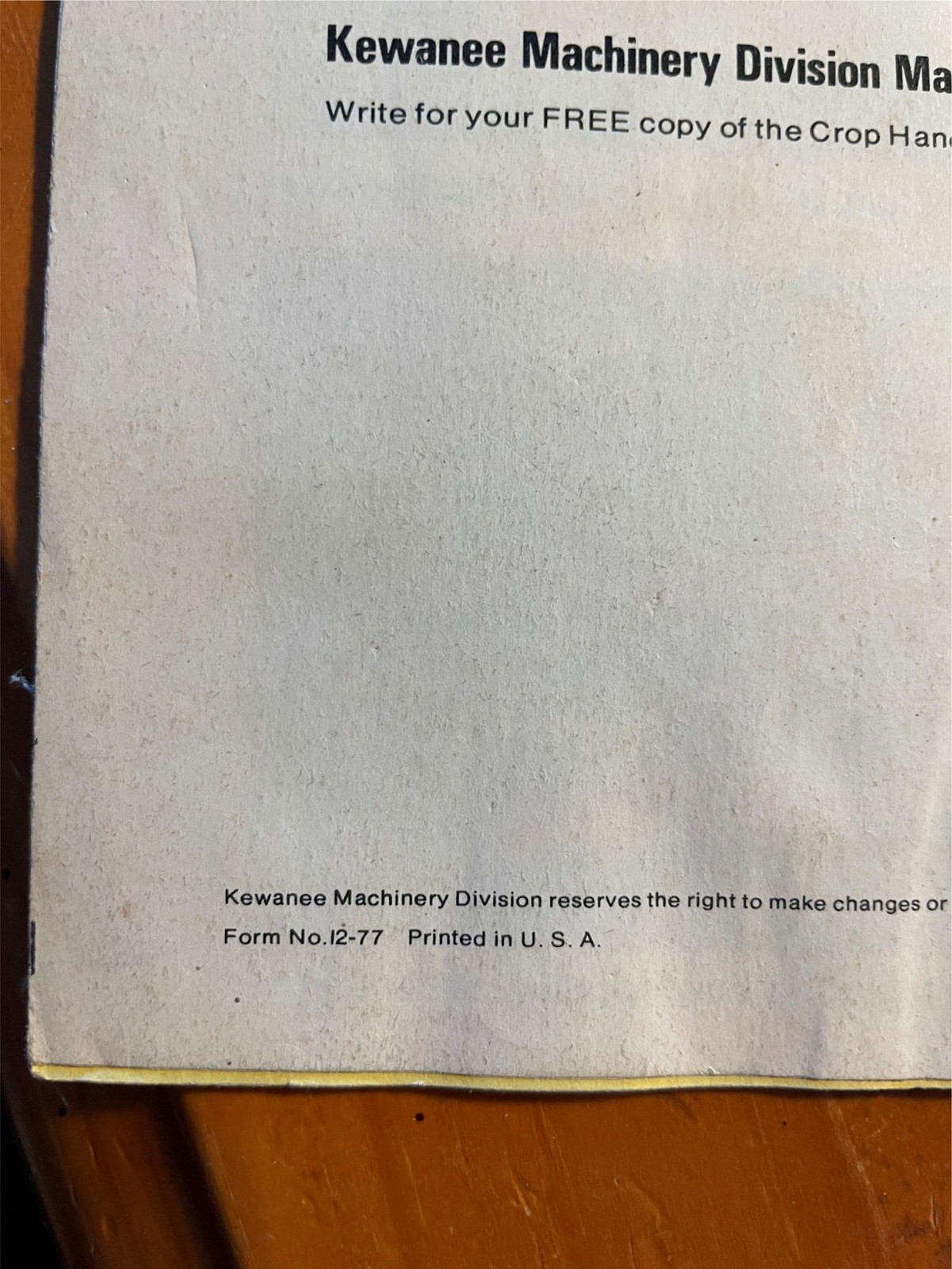 Kewanee Tillage Tools Farm Implement Catalog Brochure 1977 Chromalloy American