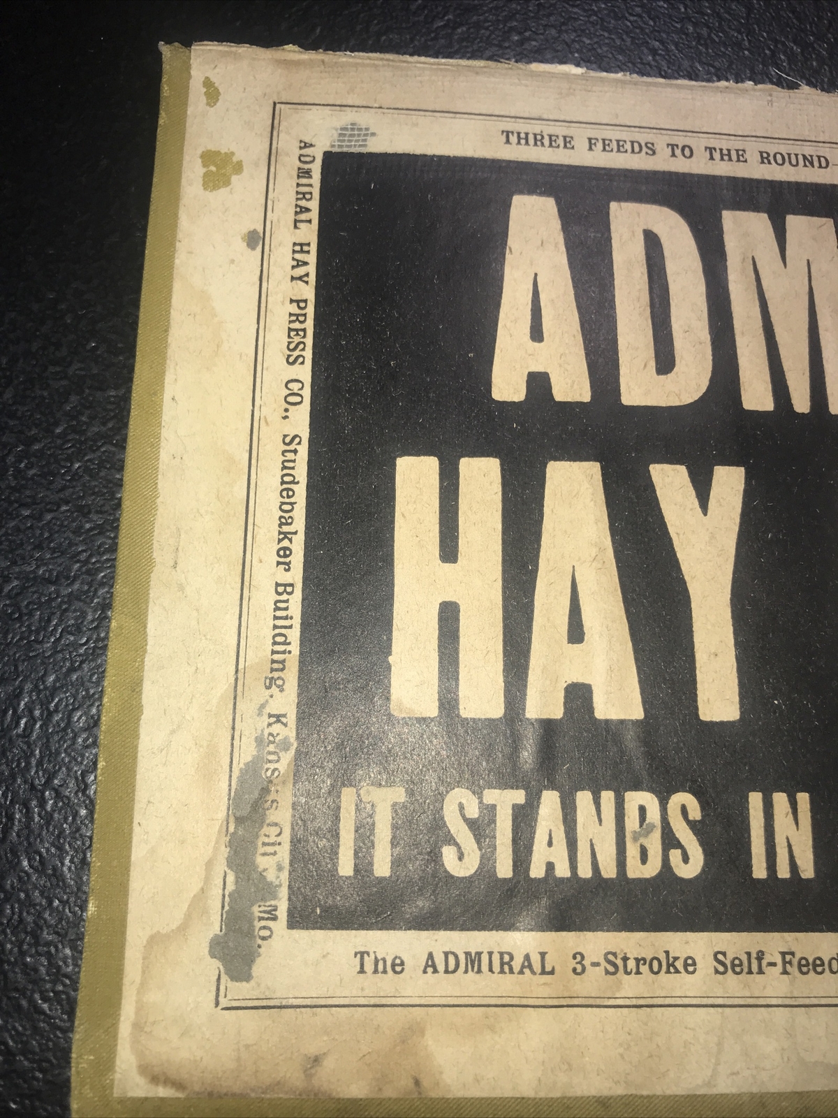 1908 Admiral Hay Press Farm Advertising – Kansas City – Missouri & John Deere