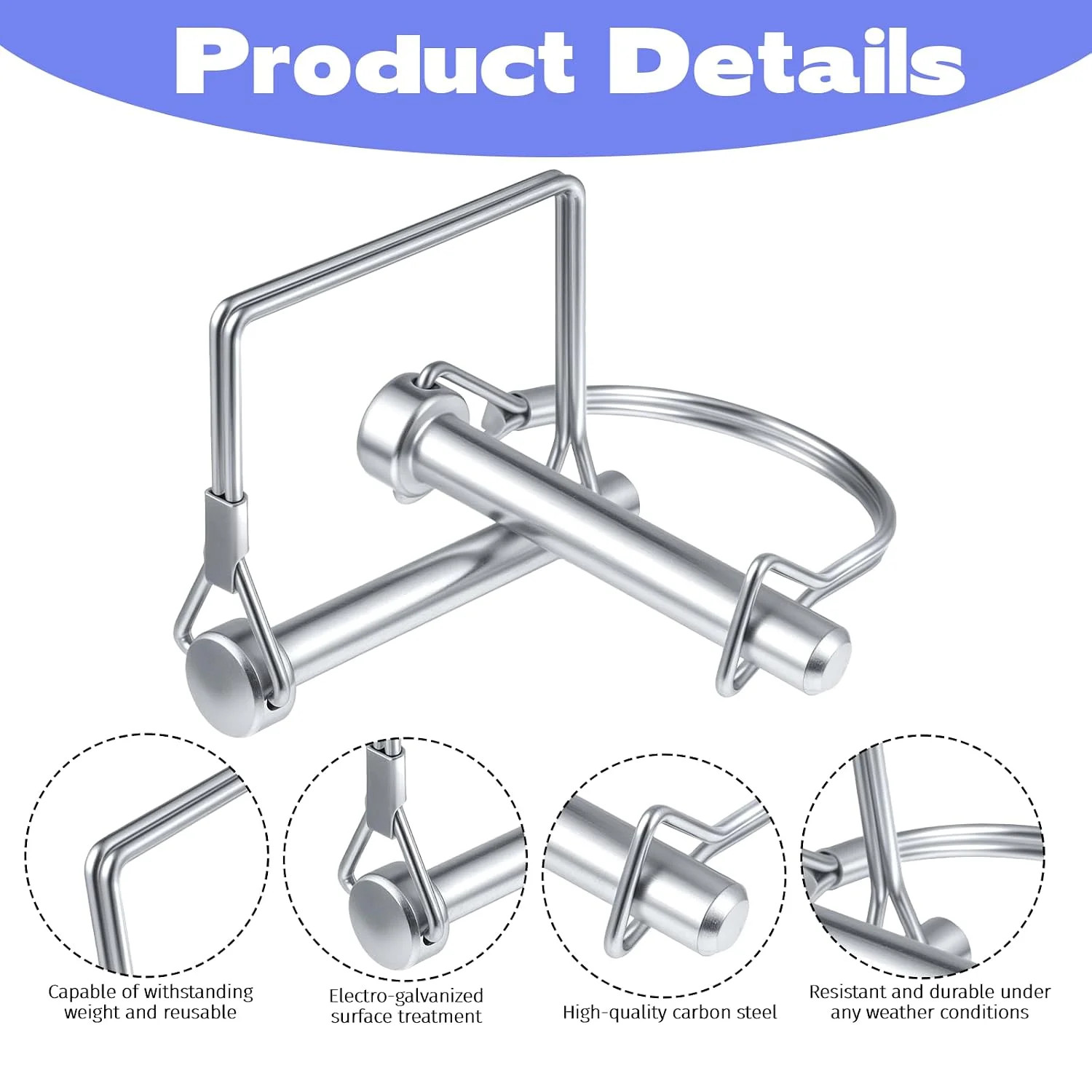 26PCS Shaft Locking Pin, 2 Style Heavy Duty Wire Lock Pin, 4 Size | Safety Coupl
