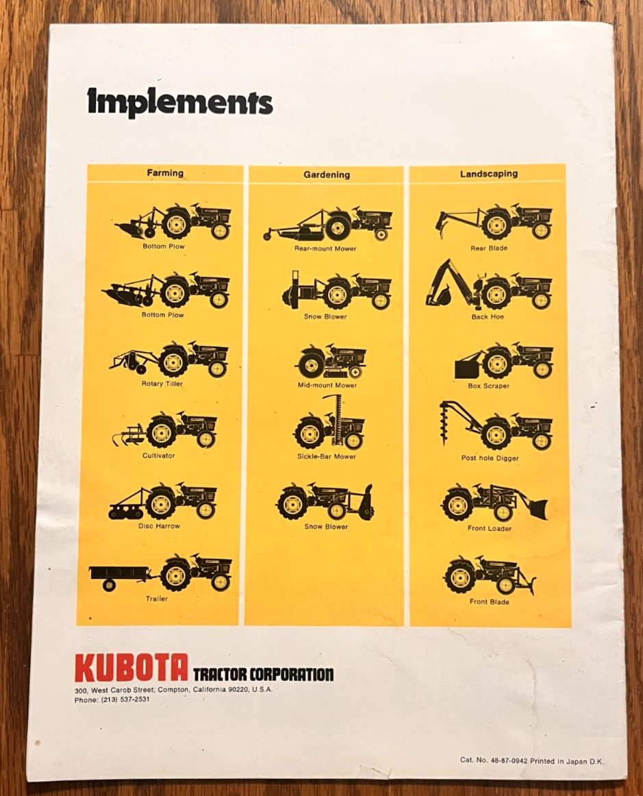 new Kubota L245 Diesel Tractor sales brochure