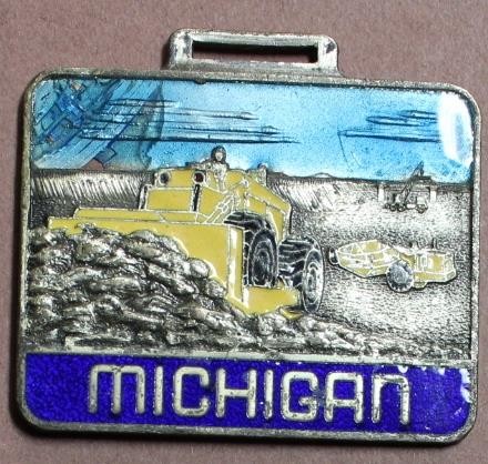 Michigan Wheeled Dozer Porcelain Watch Fob Made in Italy Shlf1A1-1