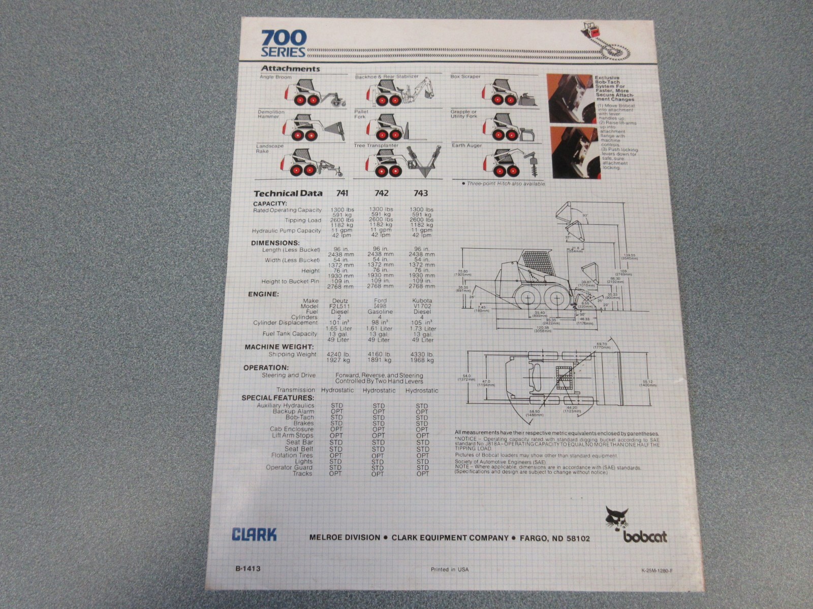 Bobcat 700 Series (741, 742, 743) Skid Steer Loader Brochure