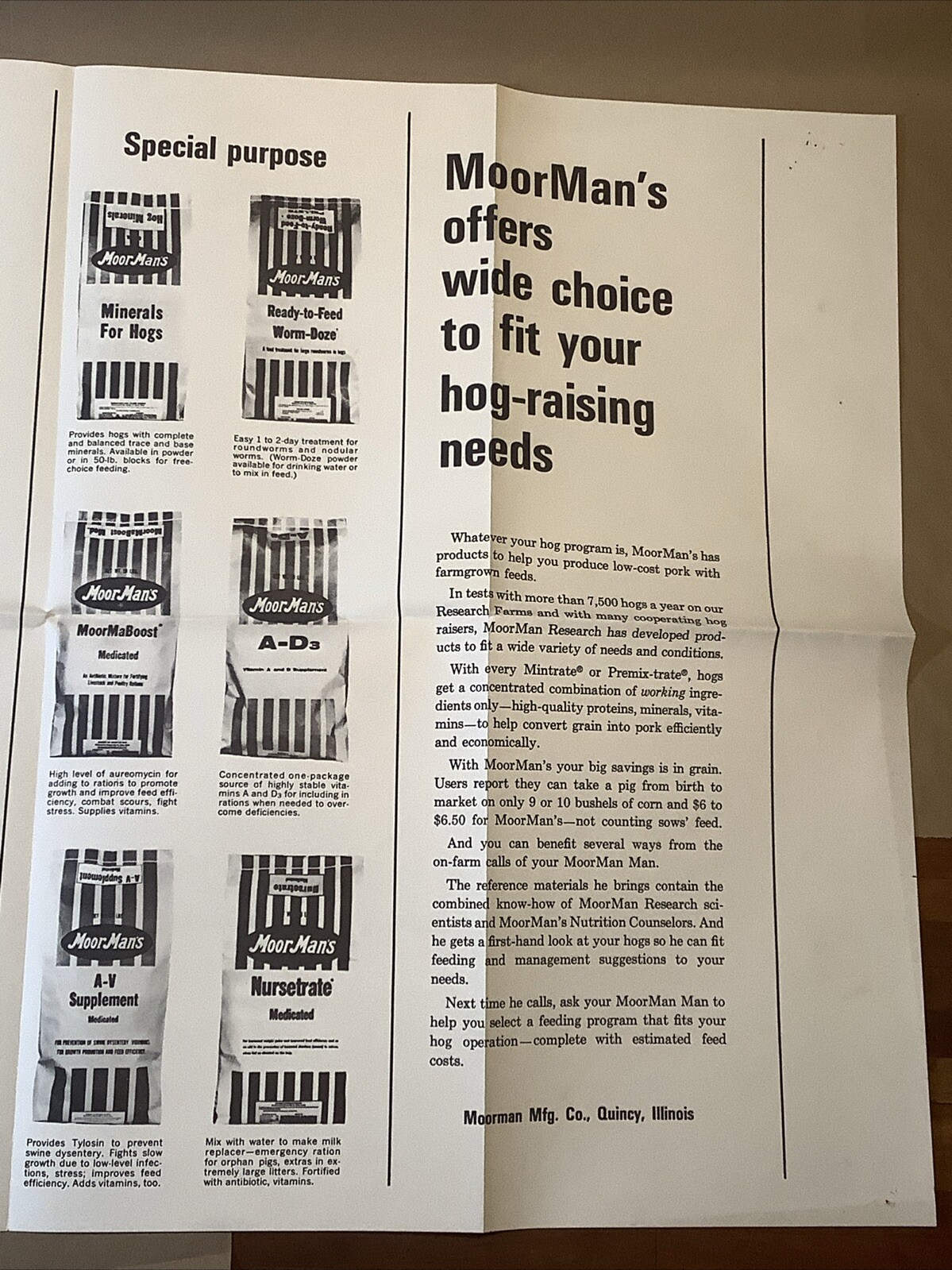 Vintage Moor Man’s Poster Quincy Illinois Hog Feed INV-AA01M