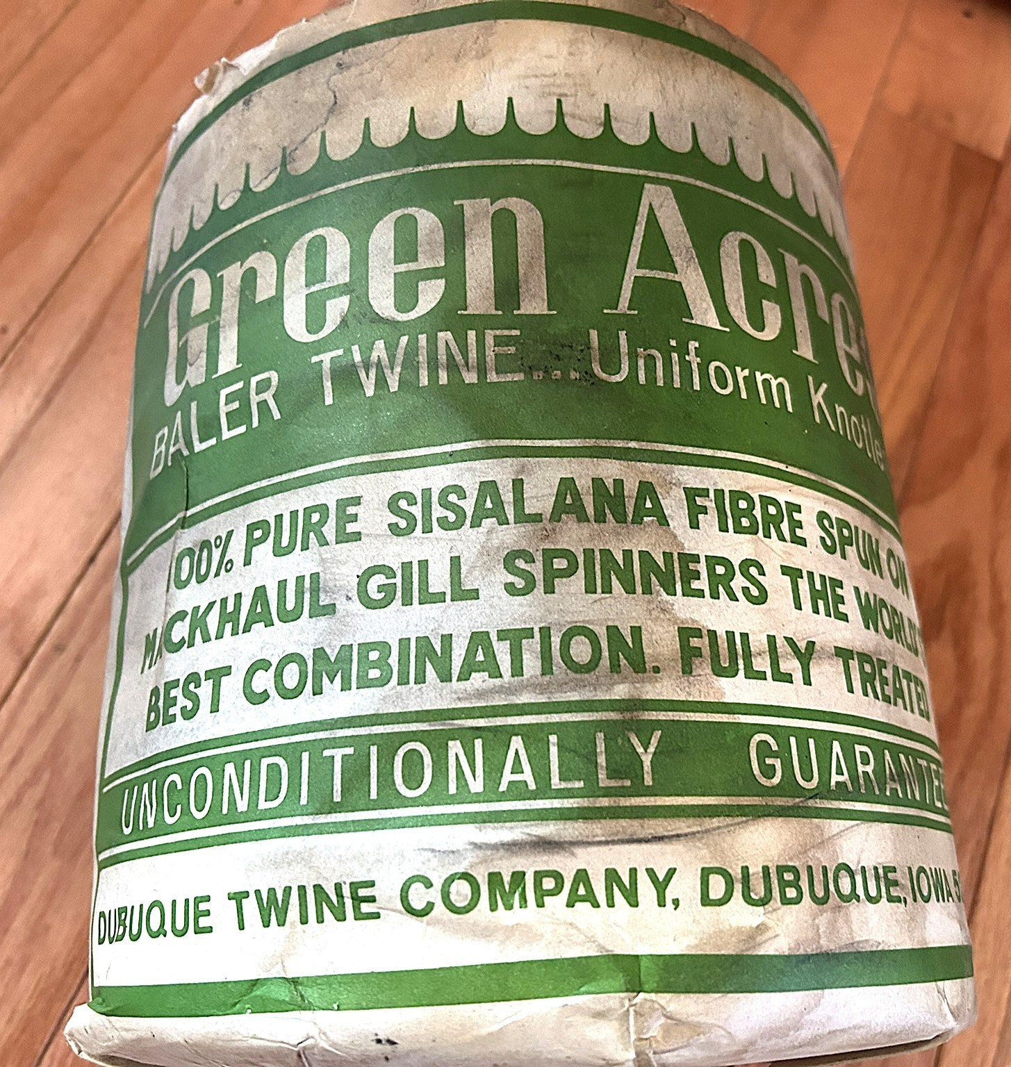 Vtg NOS Green Acres Baler Twine Unused Complete Ad Label 10,000 Feet Sisal Farm