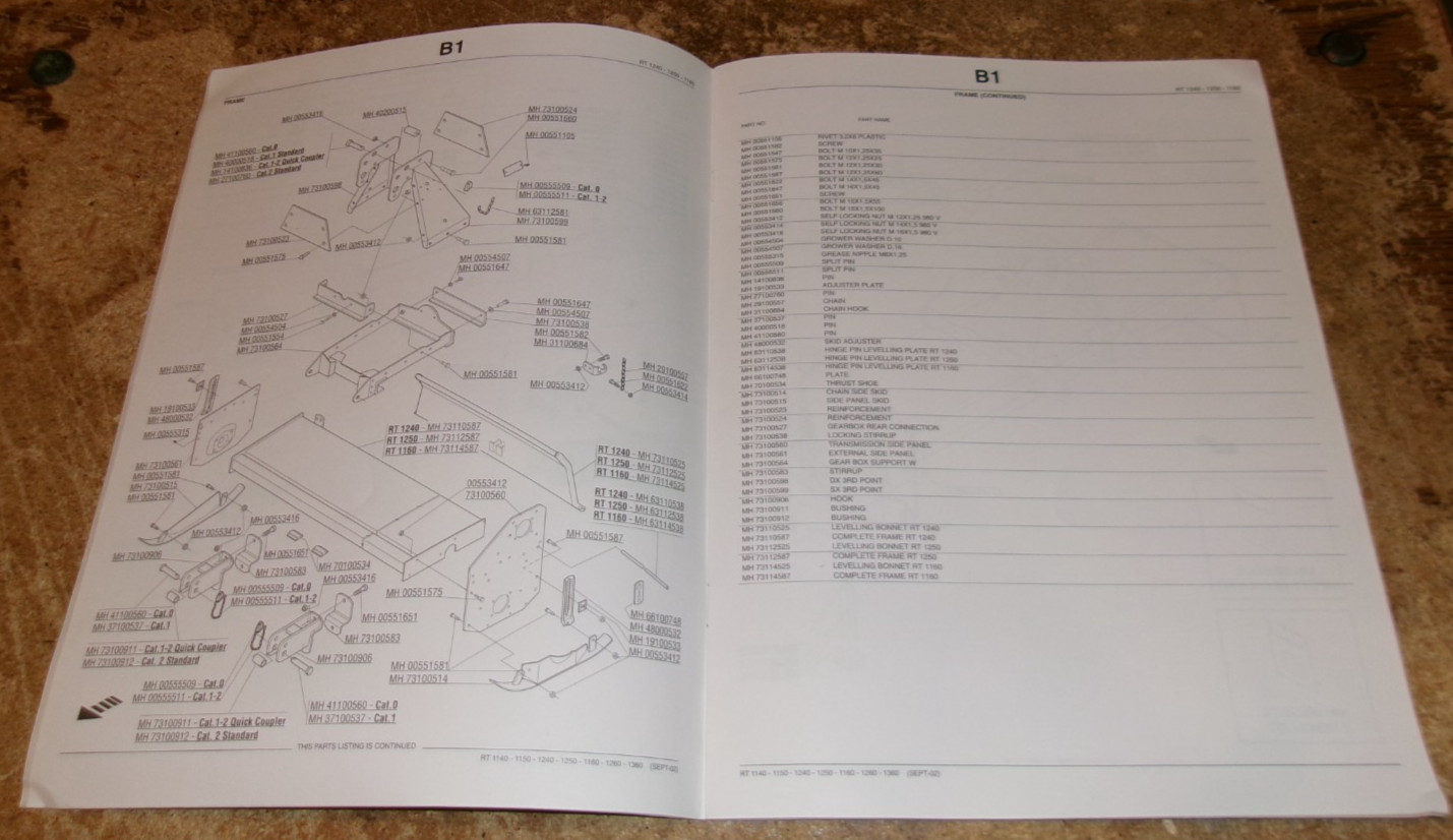2002 frontier rotary tillers parts catalog in good shape used