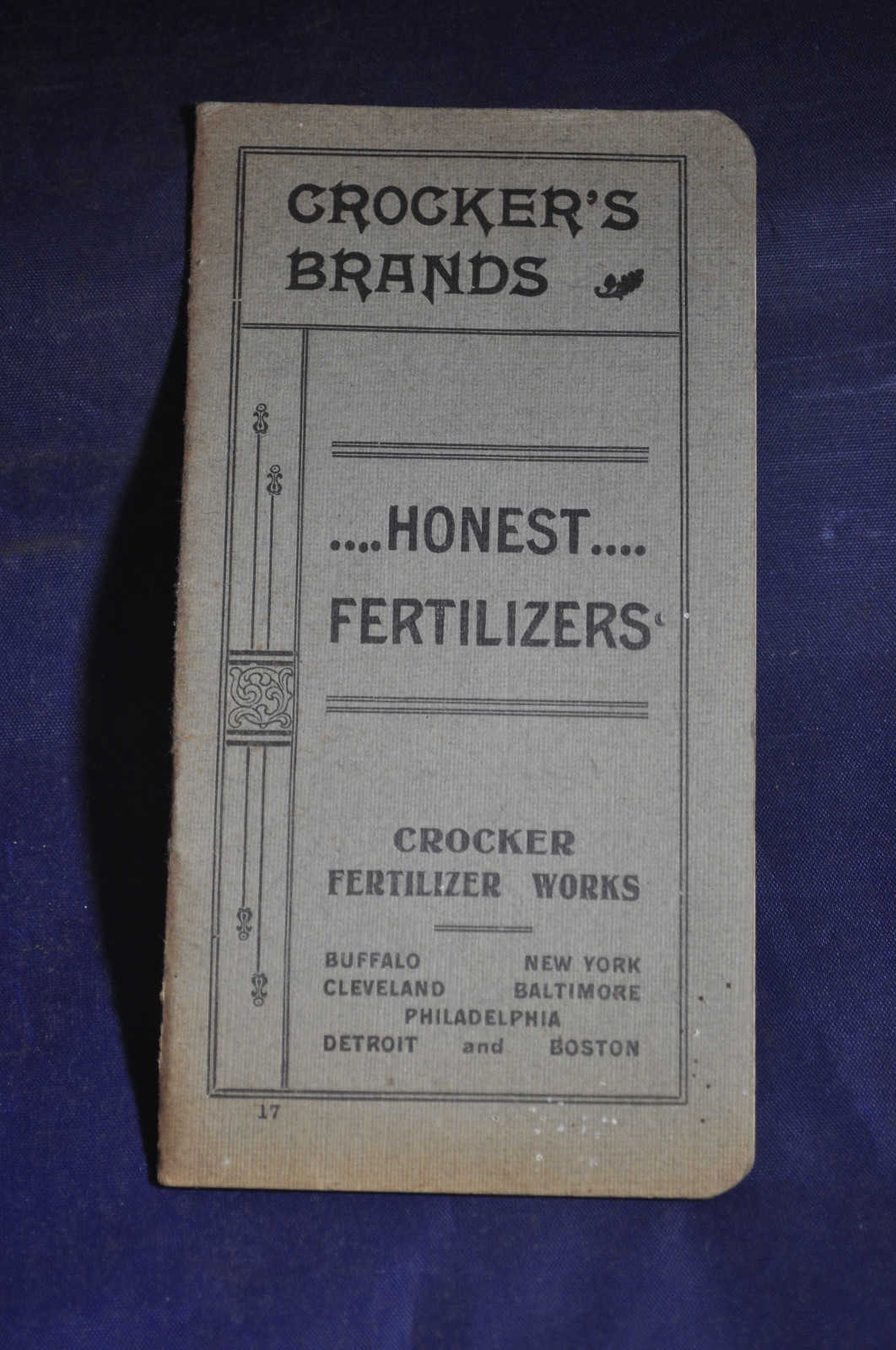 1907 Crockers Brands Honest Fertilizers Notebook, Keeseville NY
