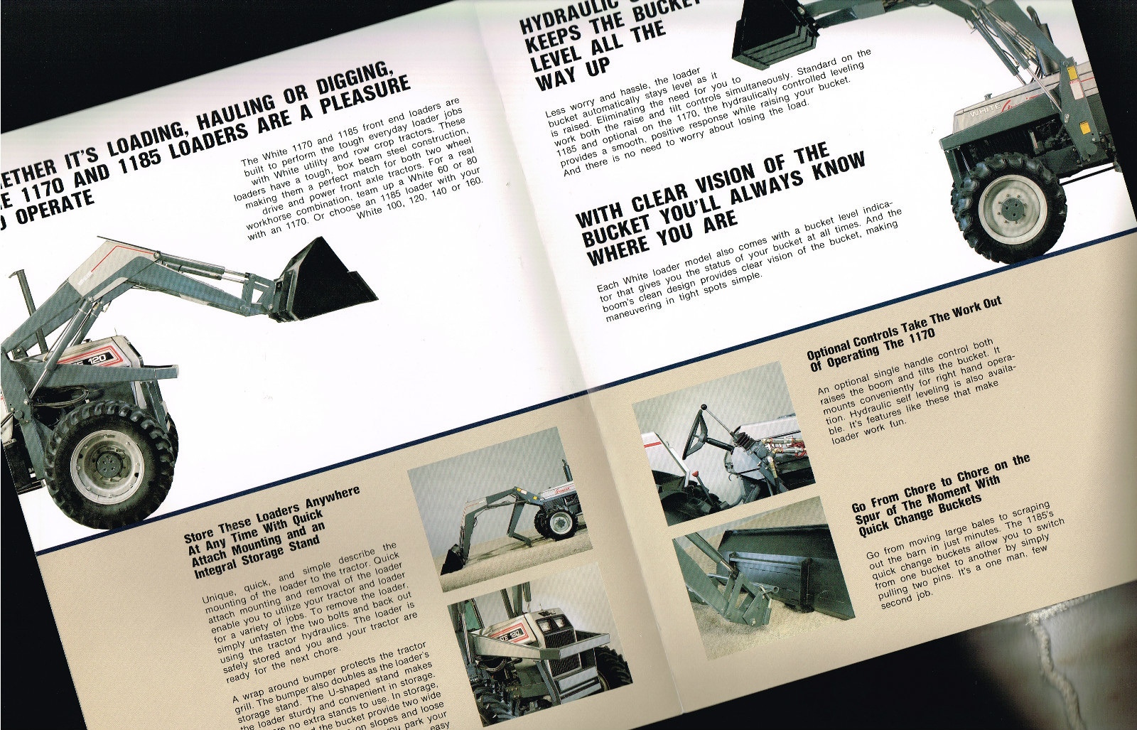 WHITE 1170 / 1185 LOADER Brochure / Catalog / Ad: HD Bucket,