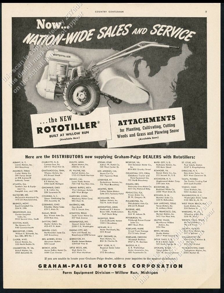 1946 Rototiller photo Graham Paige Motors vintage print ad