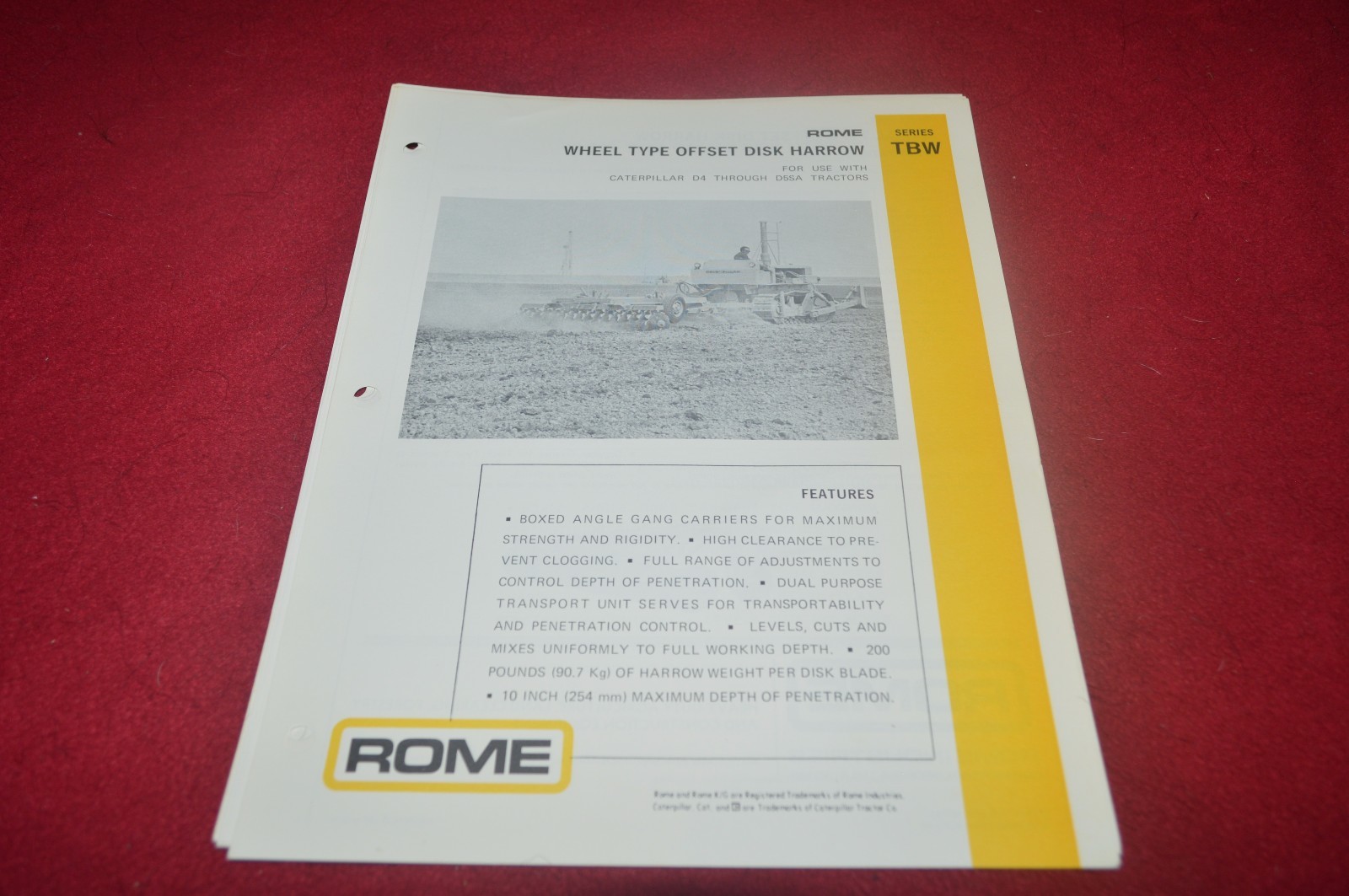 Rome TBW Offset Disk Harrow Dealer&rsquo;s Brochure CDIL