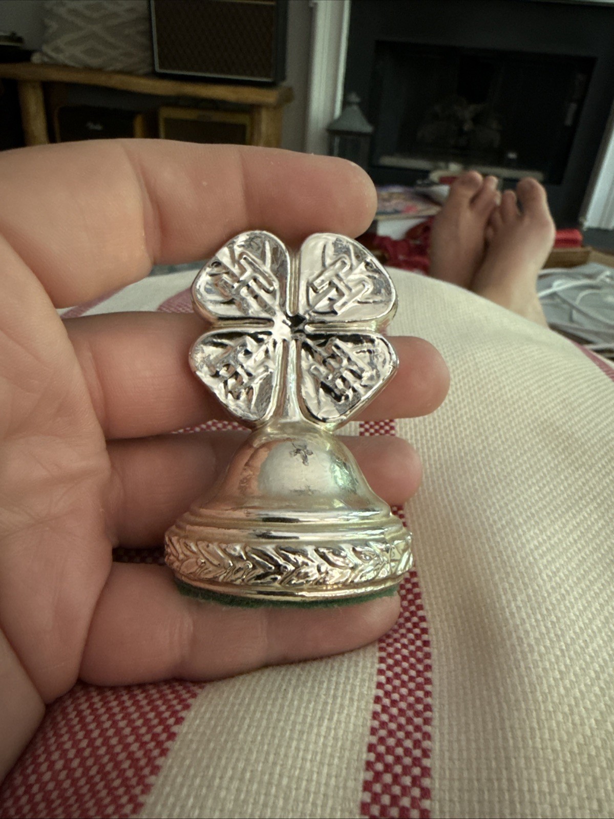Vintage 4 H Club Brass Advertising Paperweight 4 Leaf Clover Trophy Award