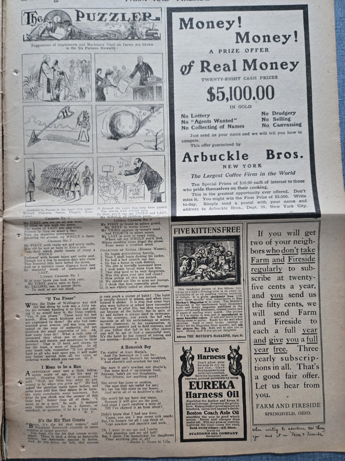 Farm & Fireside Newspaper May 10 1907 Articles News Humor Fashion Ads