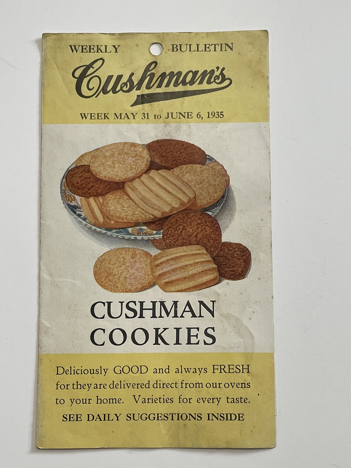 Cushman’s Cookies Portland Maine Weekly Bulletin Suggestions Pricing 1935