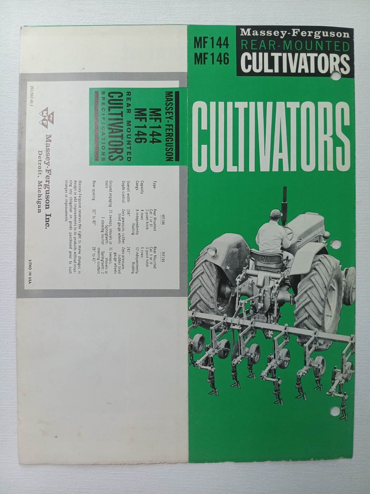 Vintage Mailer Massey Ferguson MF 144-4, 146-6 Cultivators Dealer Brochure AD