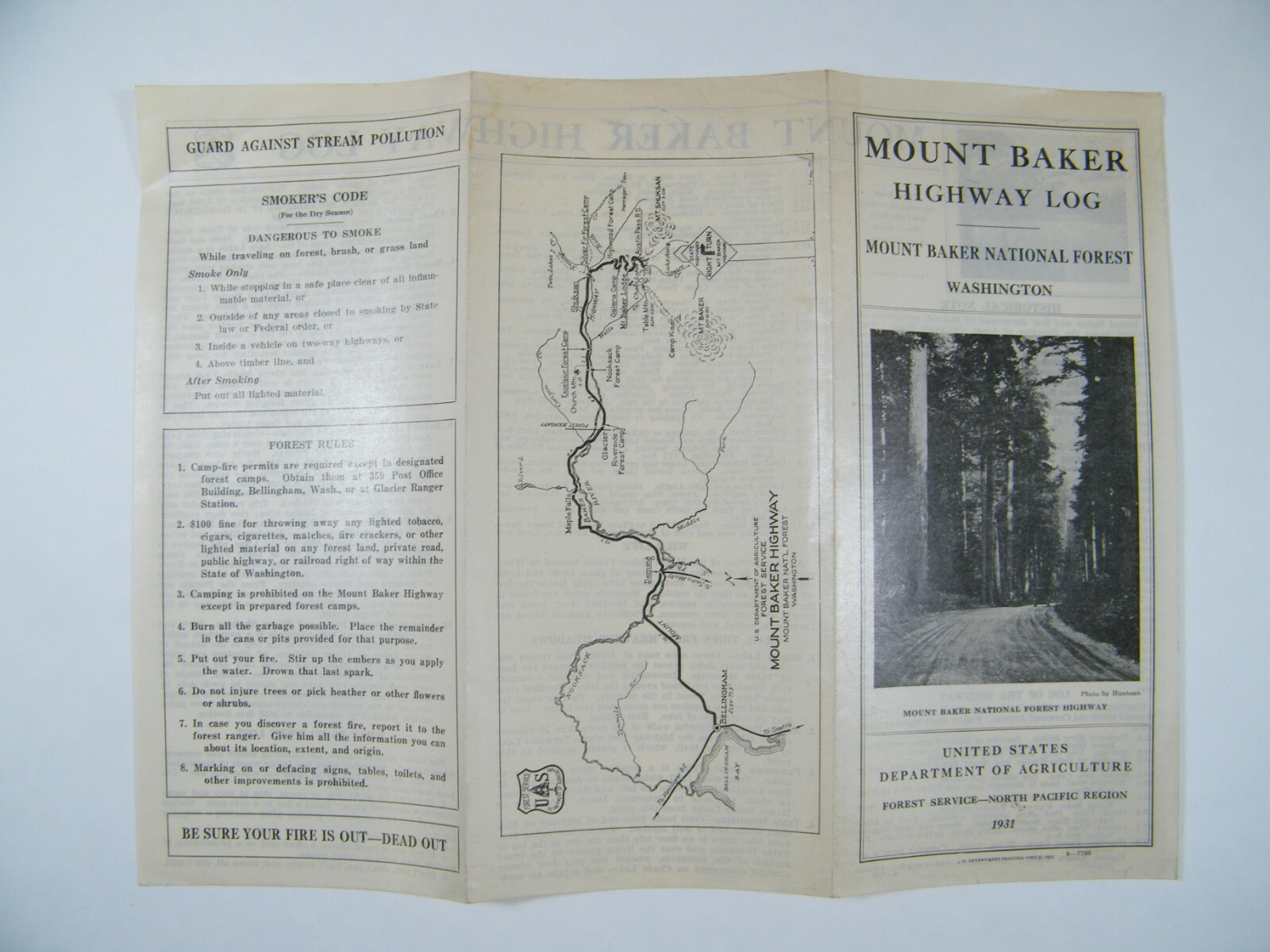 1931 MOUNT BAKER HIGHWAY LOG US DEPARTMENT OF AGRICULTURE